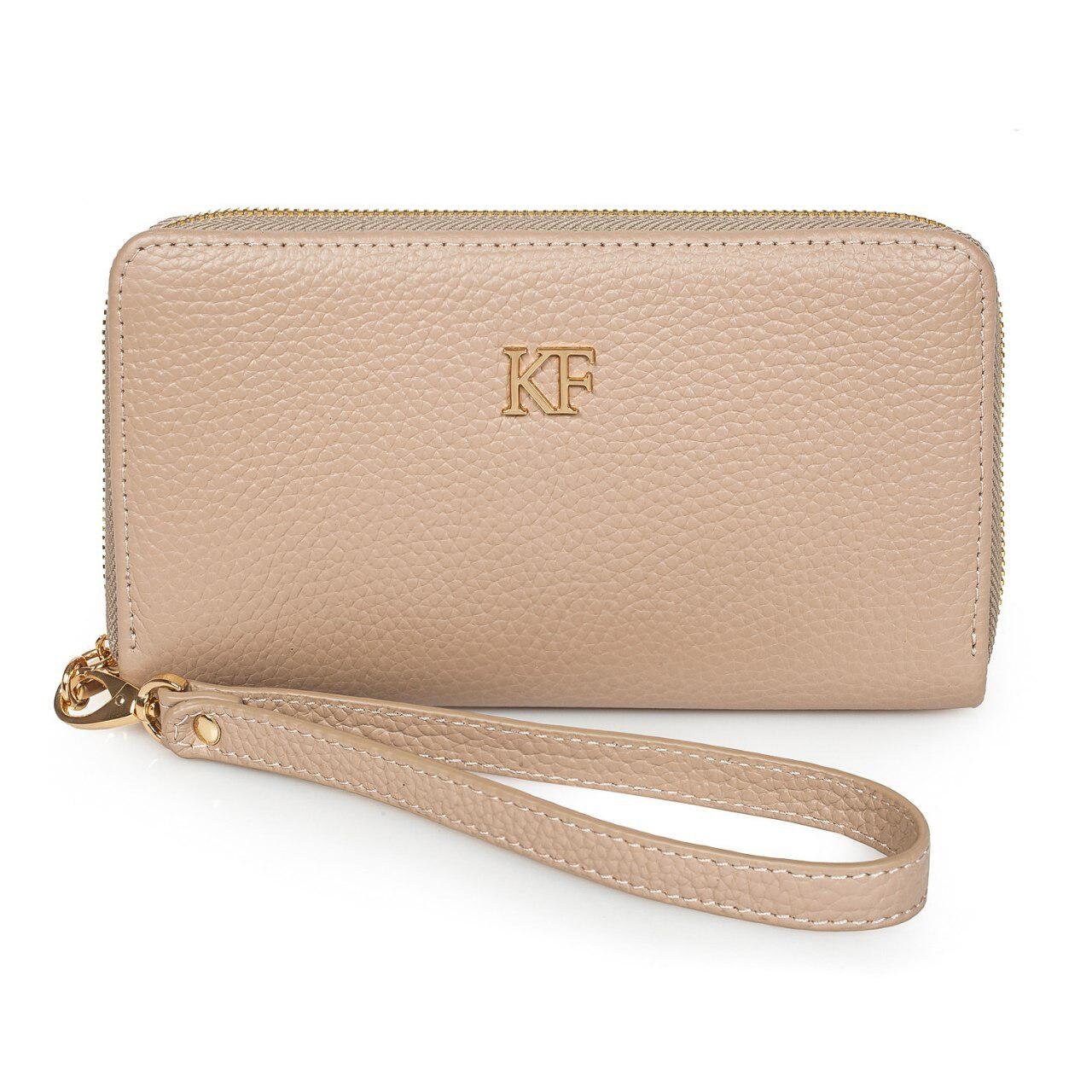 Leather Wallet Woman, Beige Leather Womens Wallet, Woman leather wallet, Zipper woman wallet, Clutch wallet, Wallet for her KF-2716