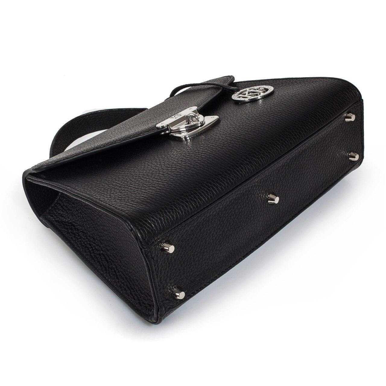 Leather Top Handle Bag, Black Leather Handbag Top Handle, Women's Leather Bag KF-2990 - Image 6