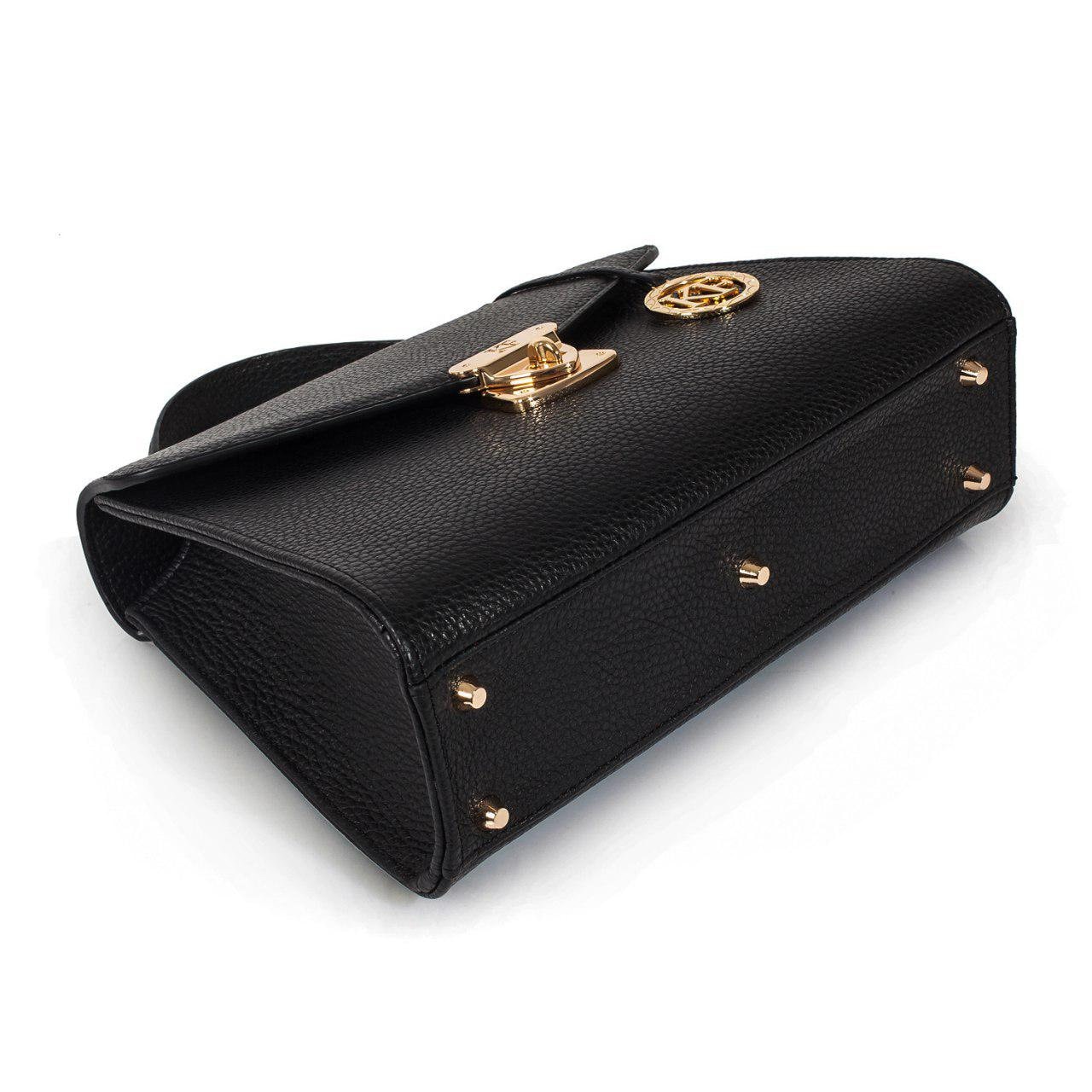 Leather Top Handle Bag, Black Leather Handbag Top Handle, Women's Leather Bag KF-2991 - Image 6