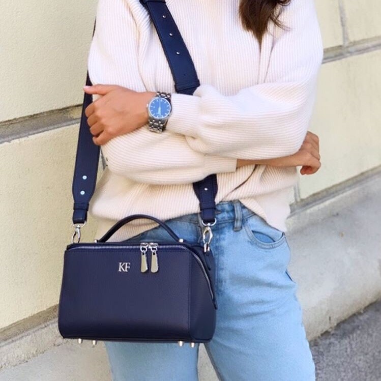 Leather Cross body Bag, Blue Leather Shoulder Bag, Women's Leather Crossbody Bag, Leather bag KF-3074 - Image 7