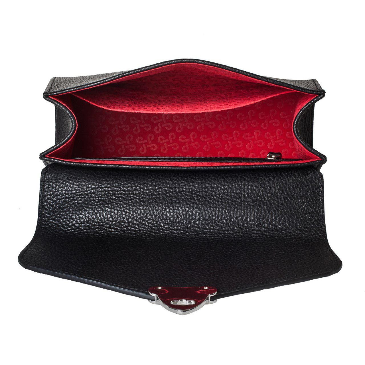 Leather Top Handle Bag, Black Leather Handbag Top Handle, Women's Leather Bag KF-2990 - Image 5