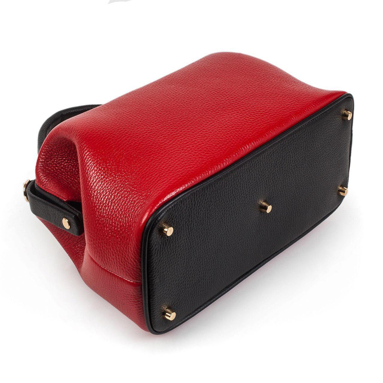 Leather doctor bag for women, Red Leather Handbag Top Handle, Women's Leather doctor Bag, KF-2954 - Image 5