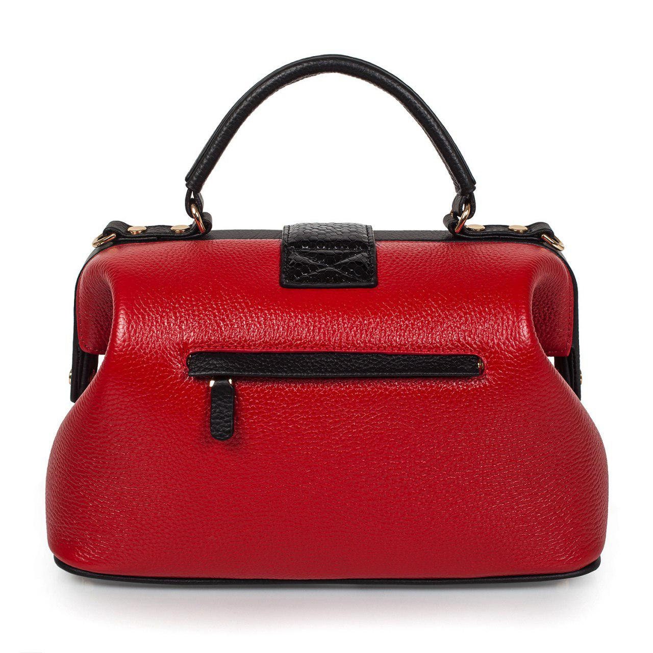 Leather doctor bag for women, Red Leather Handbag Top Handle, Women's Leather doctor Bag, KF-2954 - Image 3