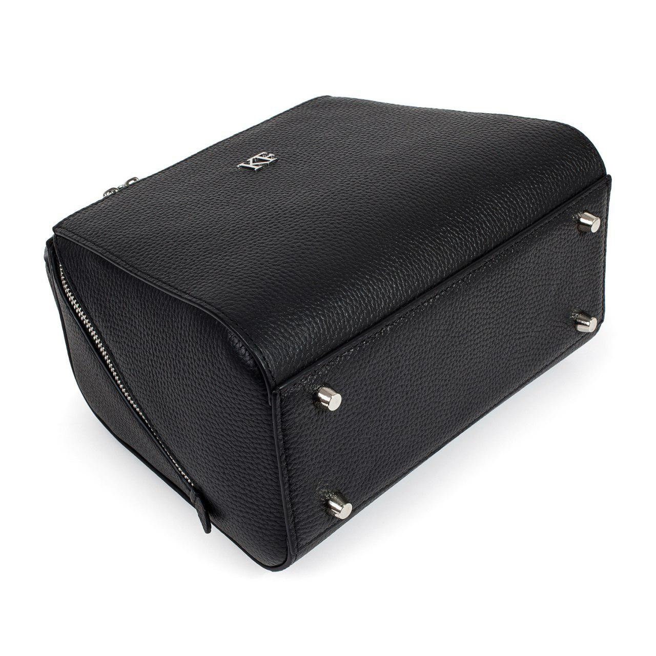 Leather Top Handle Bag, Black Leather Handbag Top Handle, Women's Leather Bag KF-3028 - Image 6