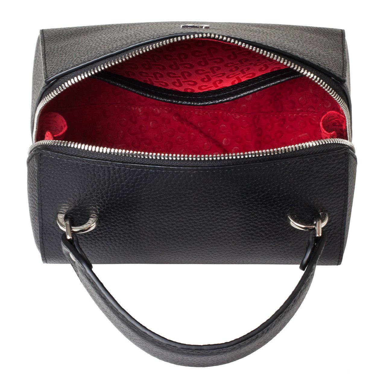 Leather Top Handle Bag, Black Leather Handbag Top Handle, Women's Leather Bag KF-3028 - Image 5