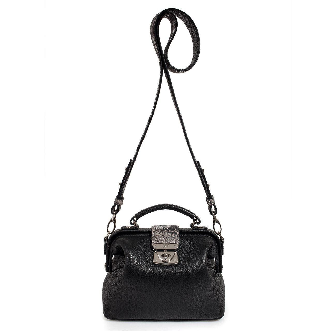 Leather doctor bag for women, Black Leather Shoulder Bag, Women's Leather doctor bag, Leather bag KF-3115 - Image 4