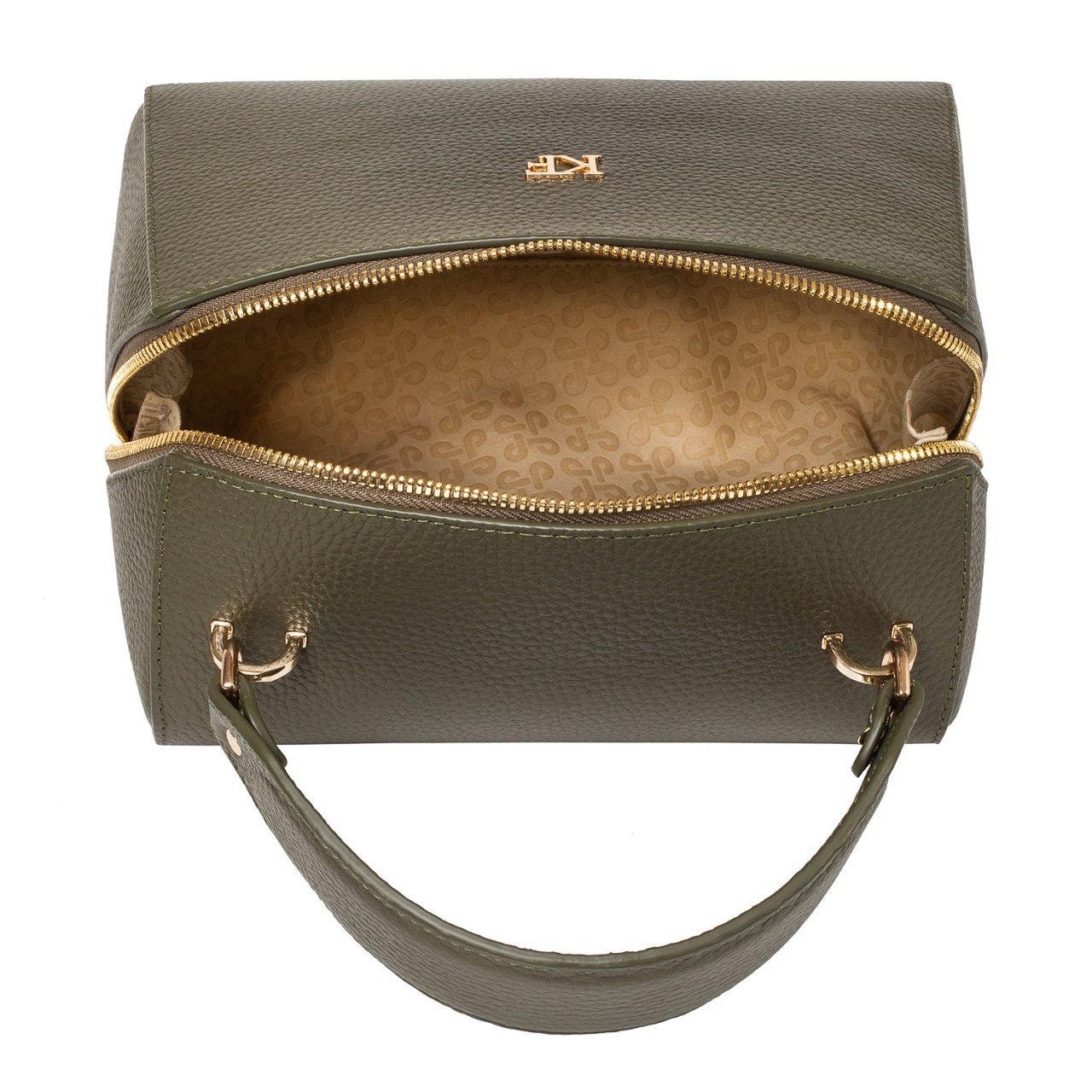 Leather Top Handle Bag, Olive Leather Handbag Top Handle, Women's Leather Bag KF-3161 - Image 5