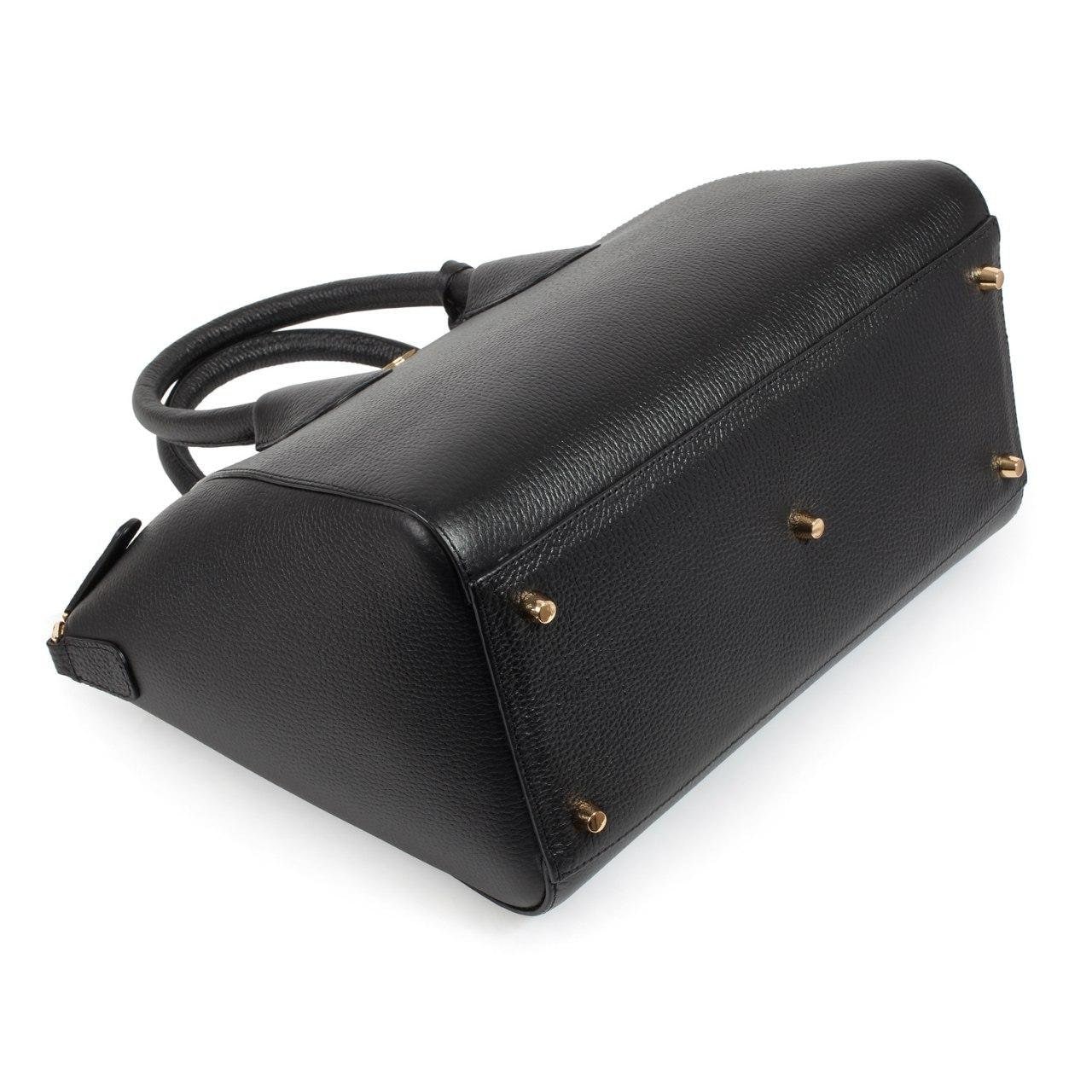 Leather Top Handle Bag, Black Leather Handbag Top Handle, Women's Leather Bag KF-3249 - Image 5
