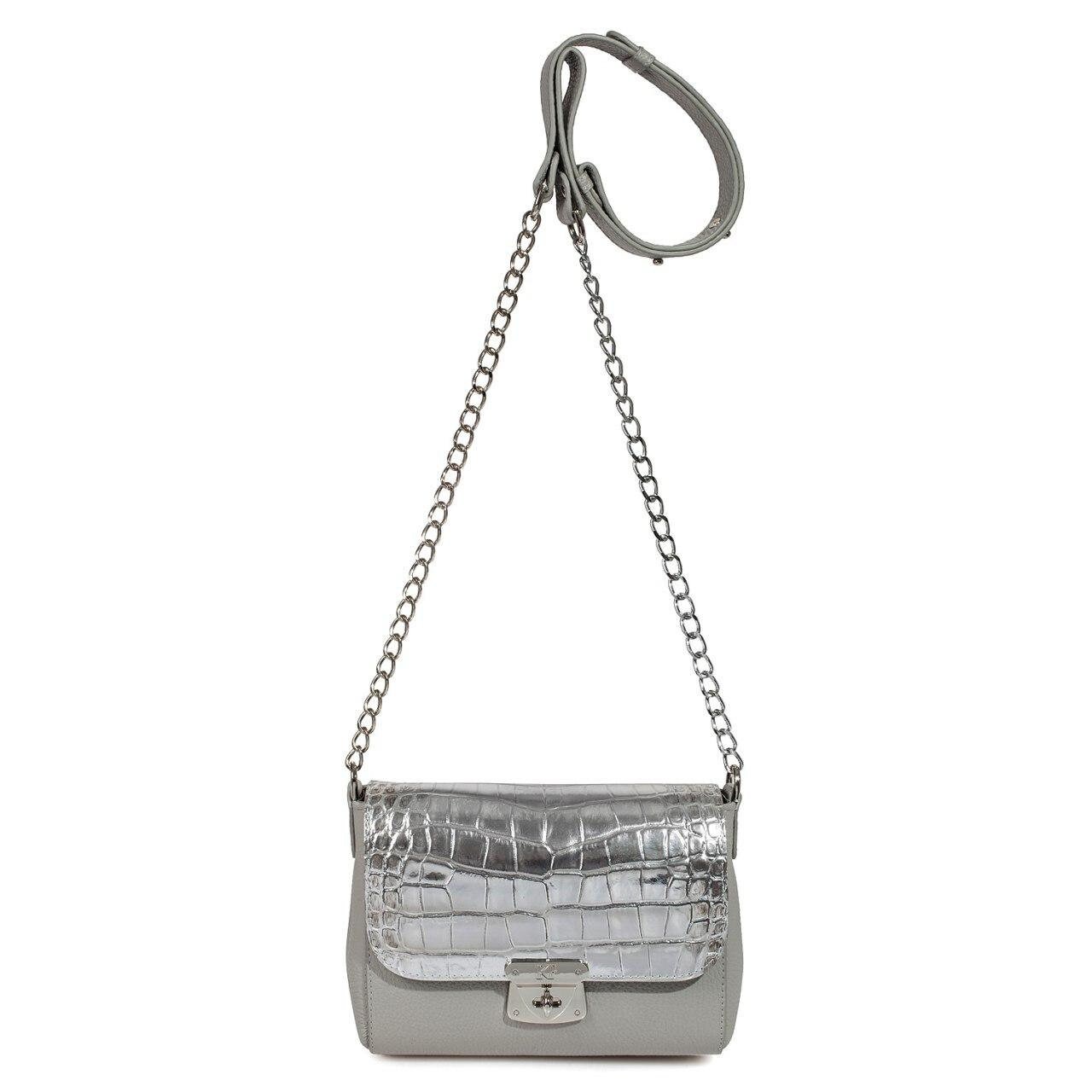 Leather Cross body Bag, Grey Leather Shoulder Bag, Women's Leather Crossbody Bag, Leather bag KF-3348 - Image 3