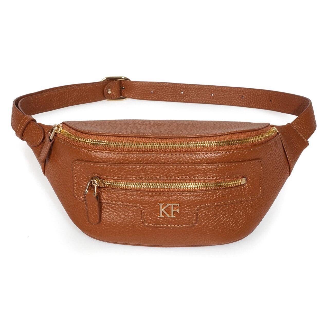 Leather women's Banana bag, Ginger Leather Banana bag, Women's Bananka bag, Leather belt Bananka bag KF-3445 - Image 2