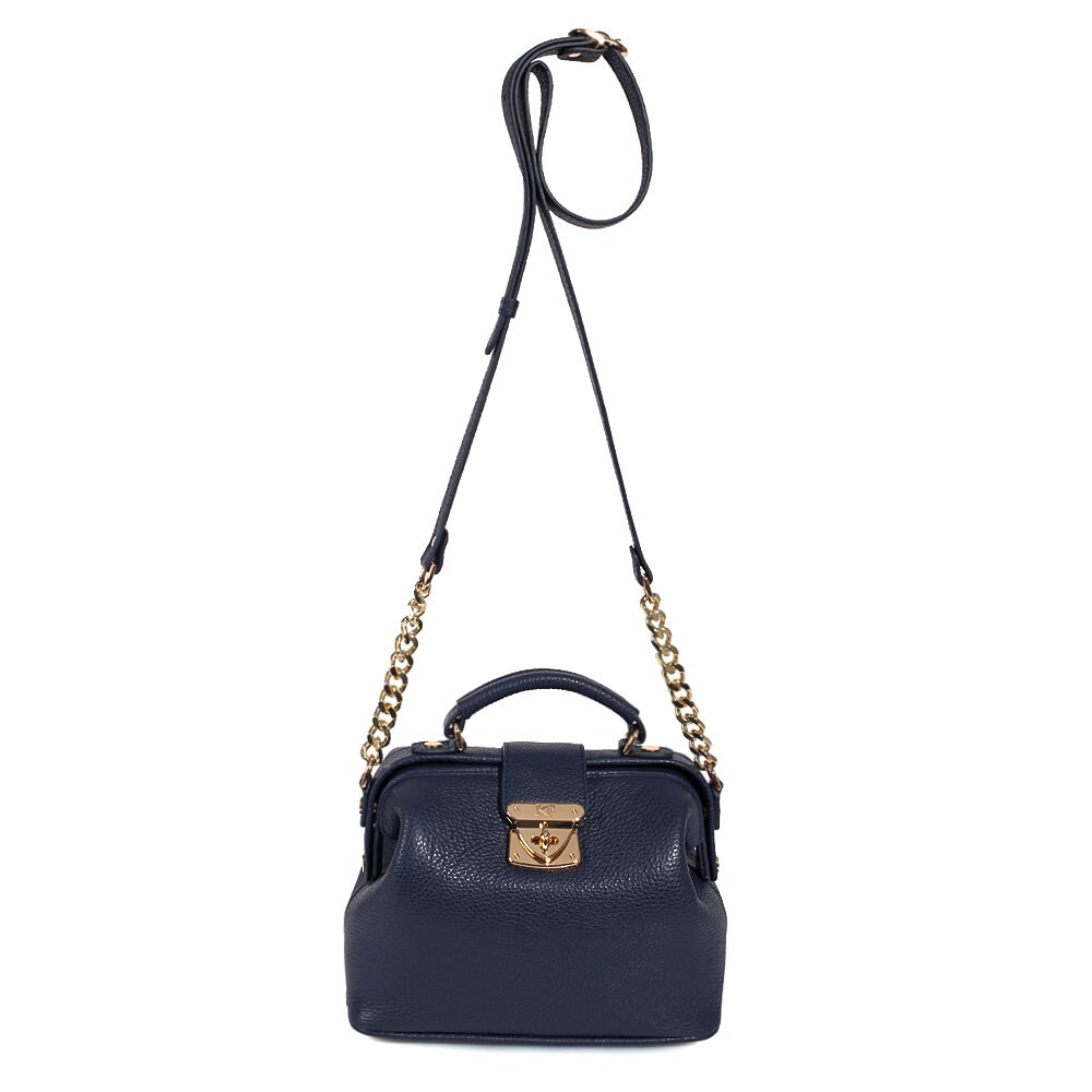 Leather doctor bag for women, Navy Blue Leather Shoulder Bag, Women's Leather doctor bag, Leather bag KF-3443 - Image 3