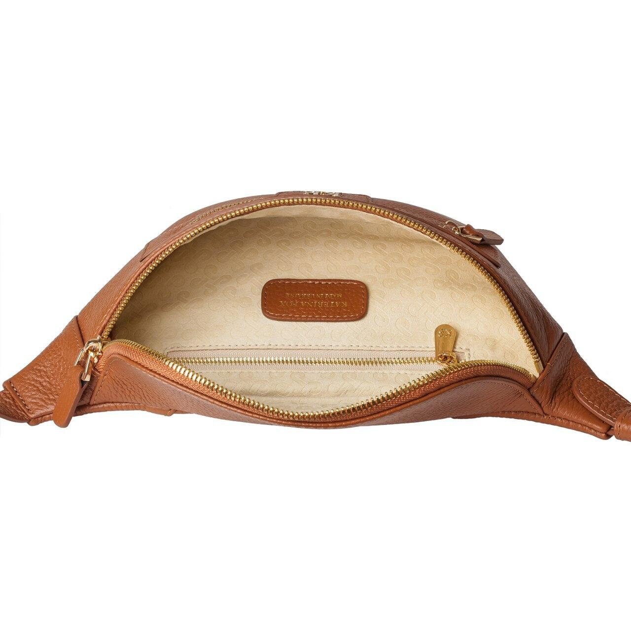 Leather women's Banana bag, Ginger Leather Banana bag, Women's Bananka bag, Leather belt Bananka bag KF-3445 - Image 4