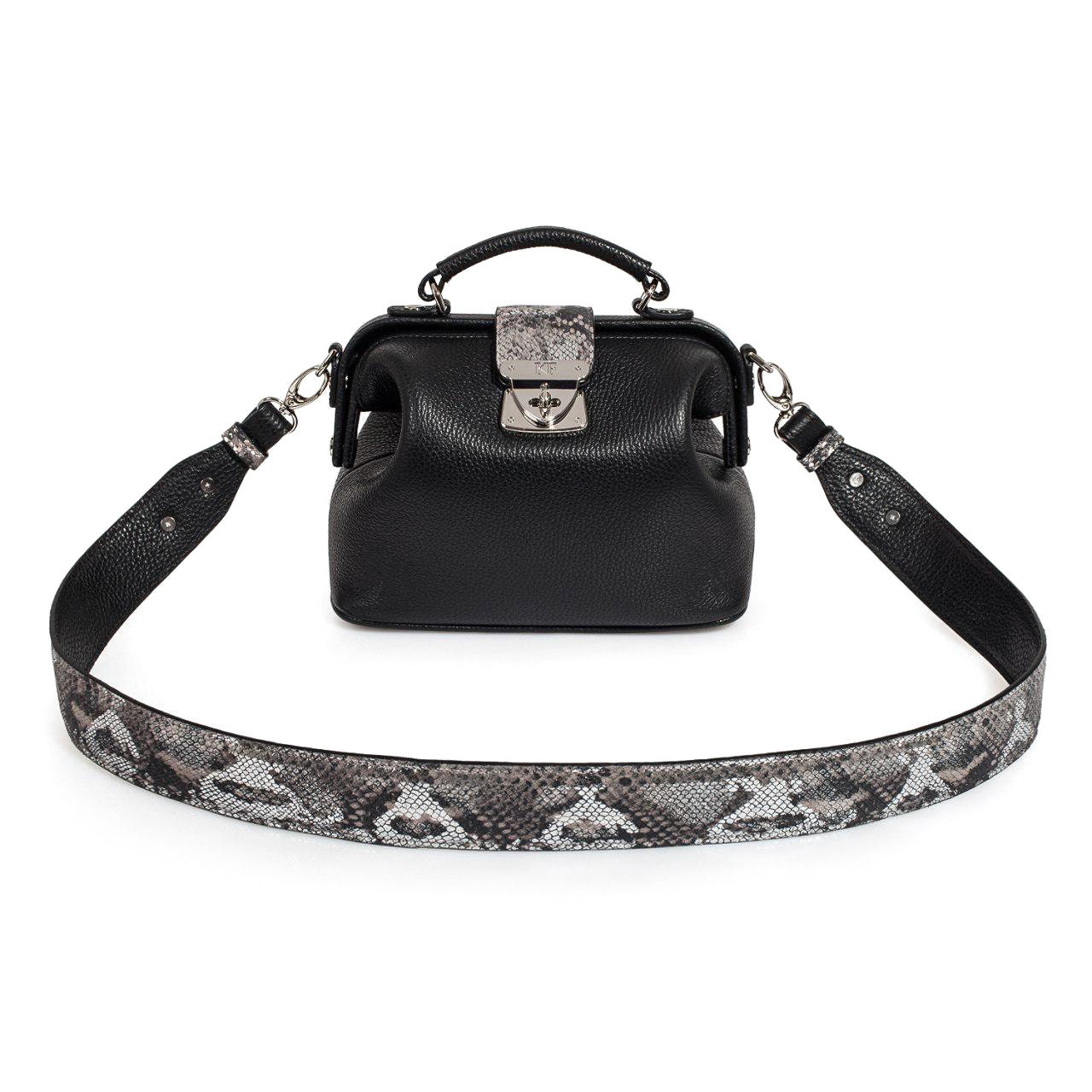 Leather doctor bag for women, Black Leather Shoulder Bag, Women's Leather doctor bag, Leather bag KF-3115 - Image 2