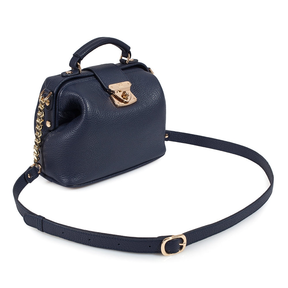 Leather doctor bag for women, Navy Blue Leather Shoulder Bag, Women's Leather doctor bag, Leather bag KF-3443 - Image 2