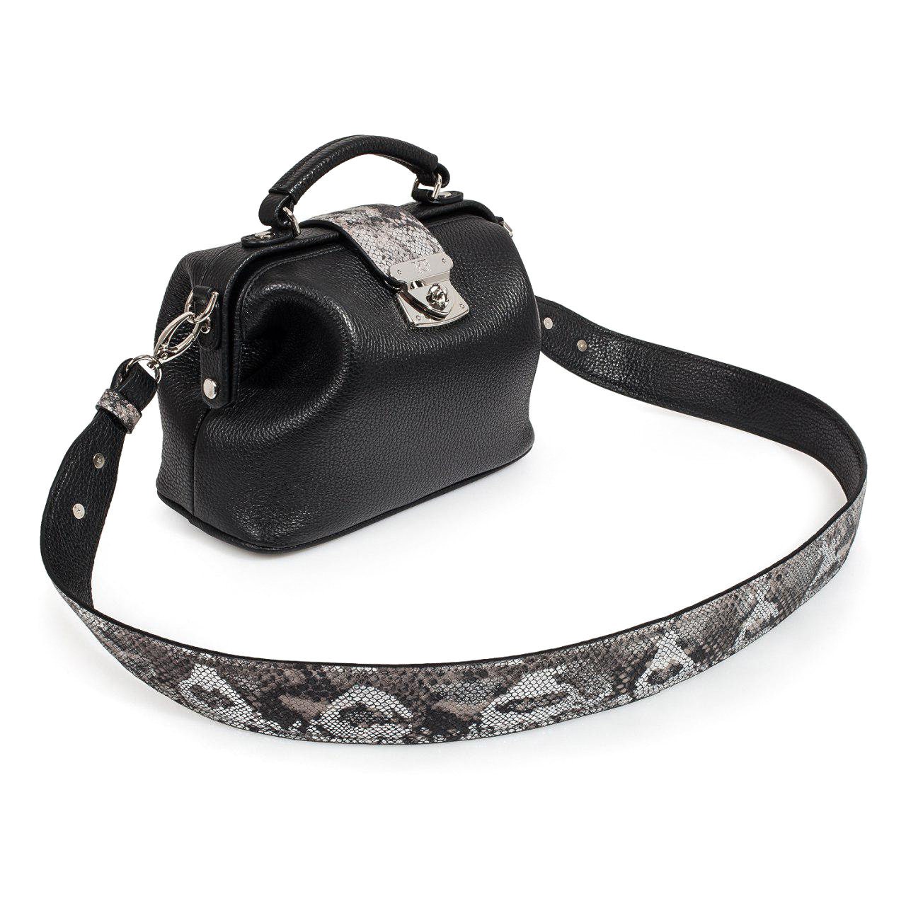 Leather doctor bag for women, Black Leather Shoulder Bag, Women's Leather doctor bag, Leather bag KF-3115 - Image 3