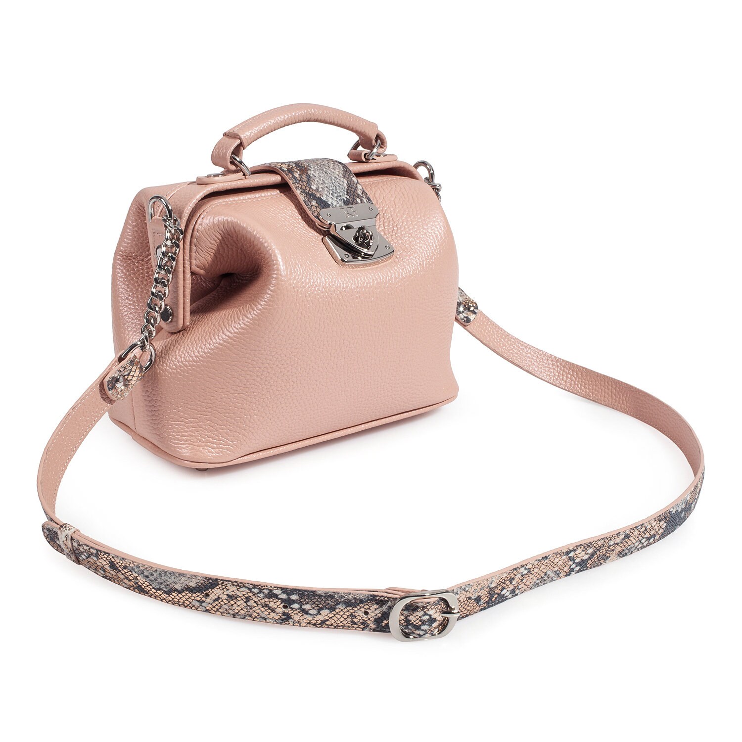 Leather doctor bag for women, Beige pearl Leather Shoulder Bag, Women's Leather doctor bag, Leather bag KF-3602 - Image 3