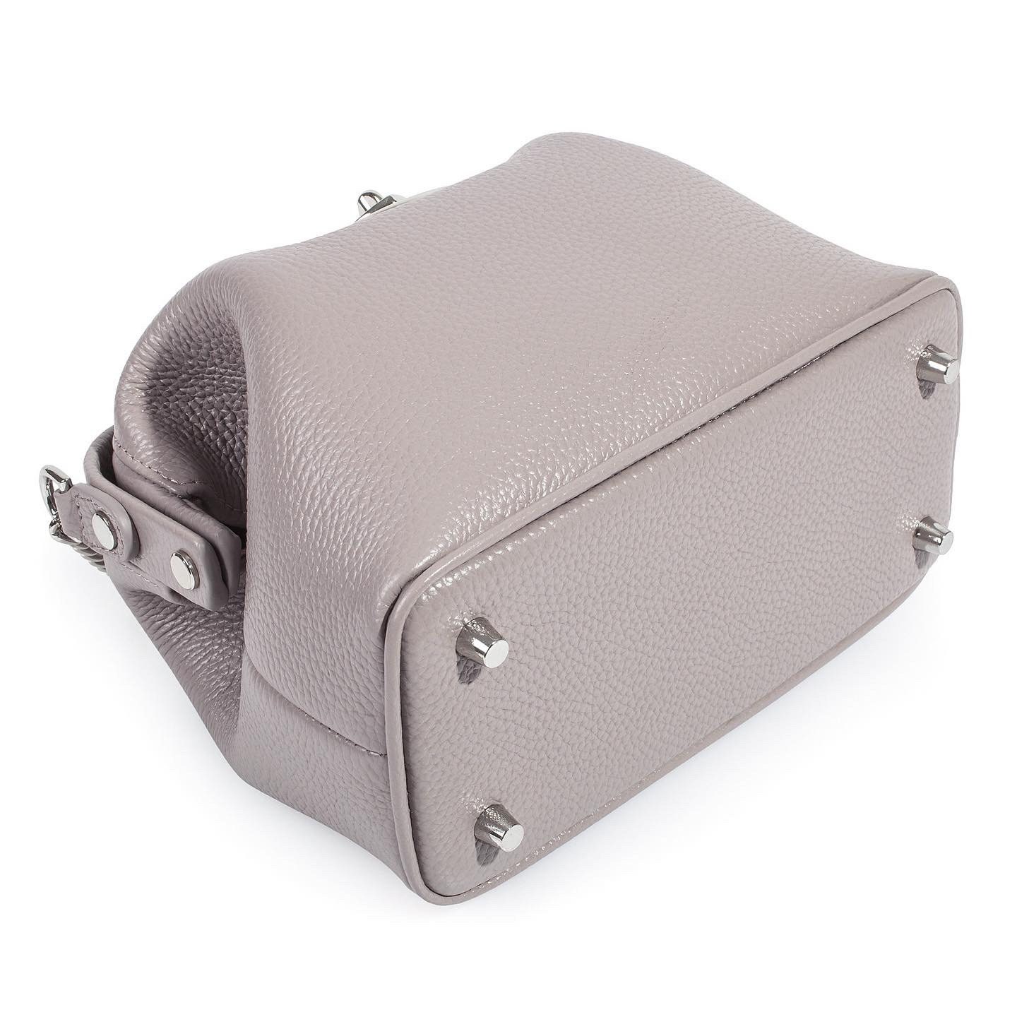 Leather doctor bag for women, Gray Beige Leather Shoulder Bag, Women's Leather doctor bag, Leather bag KF-1446 - Image 6