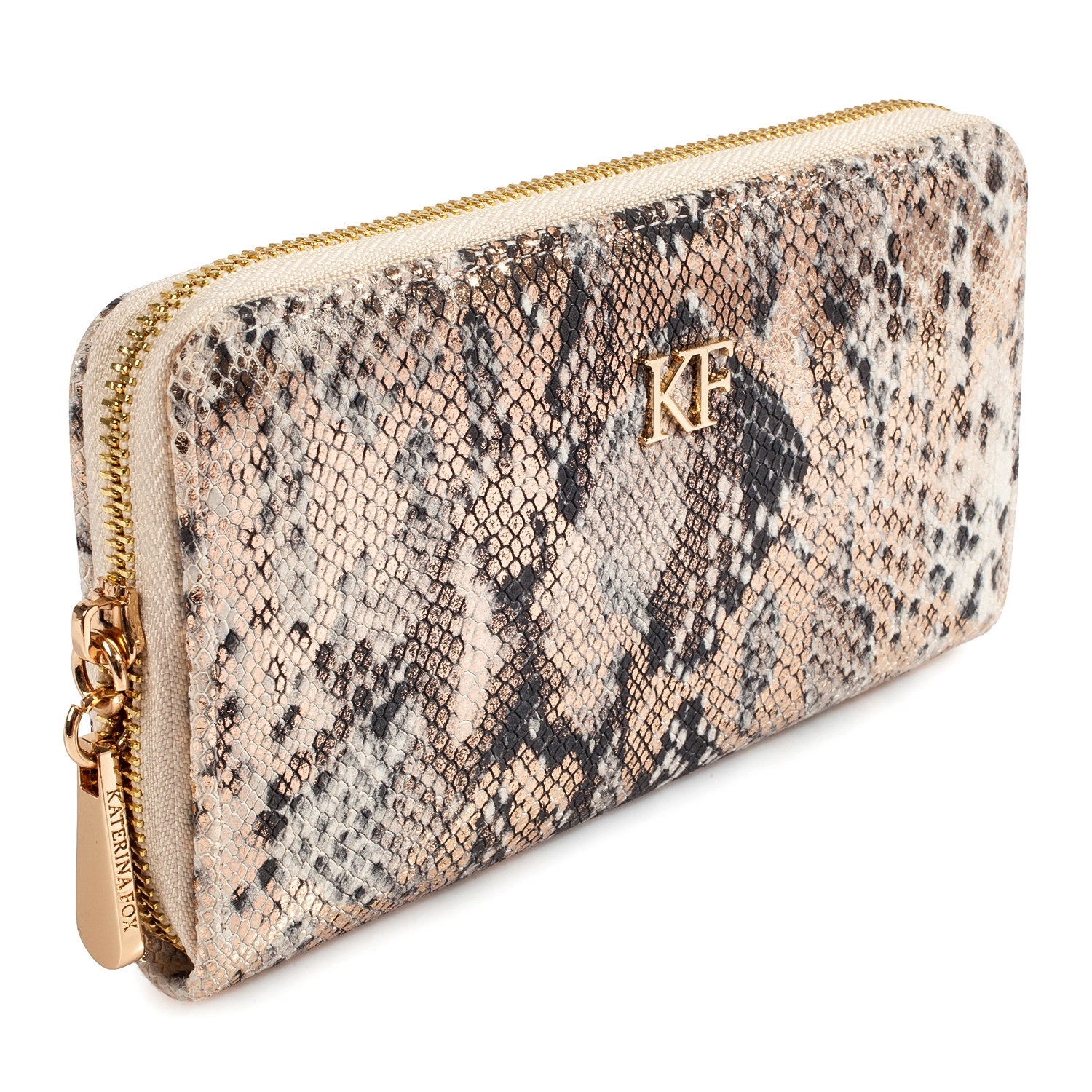 Leather Wallet Woman, Beige Leather Womens Wallet, Woman leather wallet, Zipper woman wallet, Clutch wallet, Wallet for her KF-3627 - Image 2