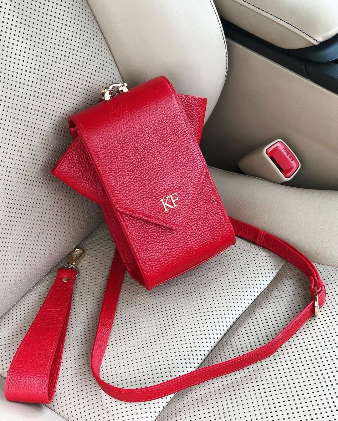 Leather Cross body Bag, Red Leather Shoulder Bag, Women's Leather Crossbody Bag, Leather bag KF-3638