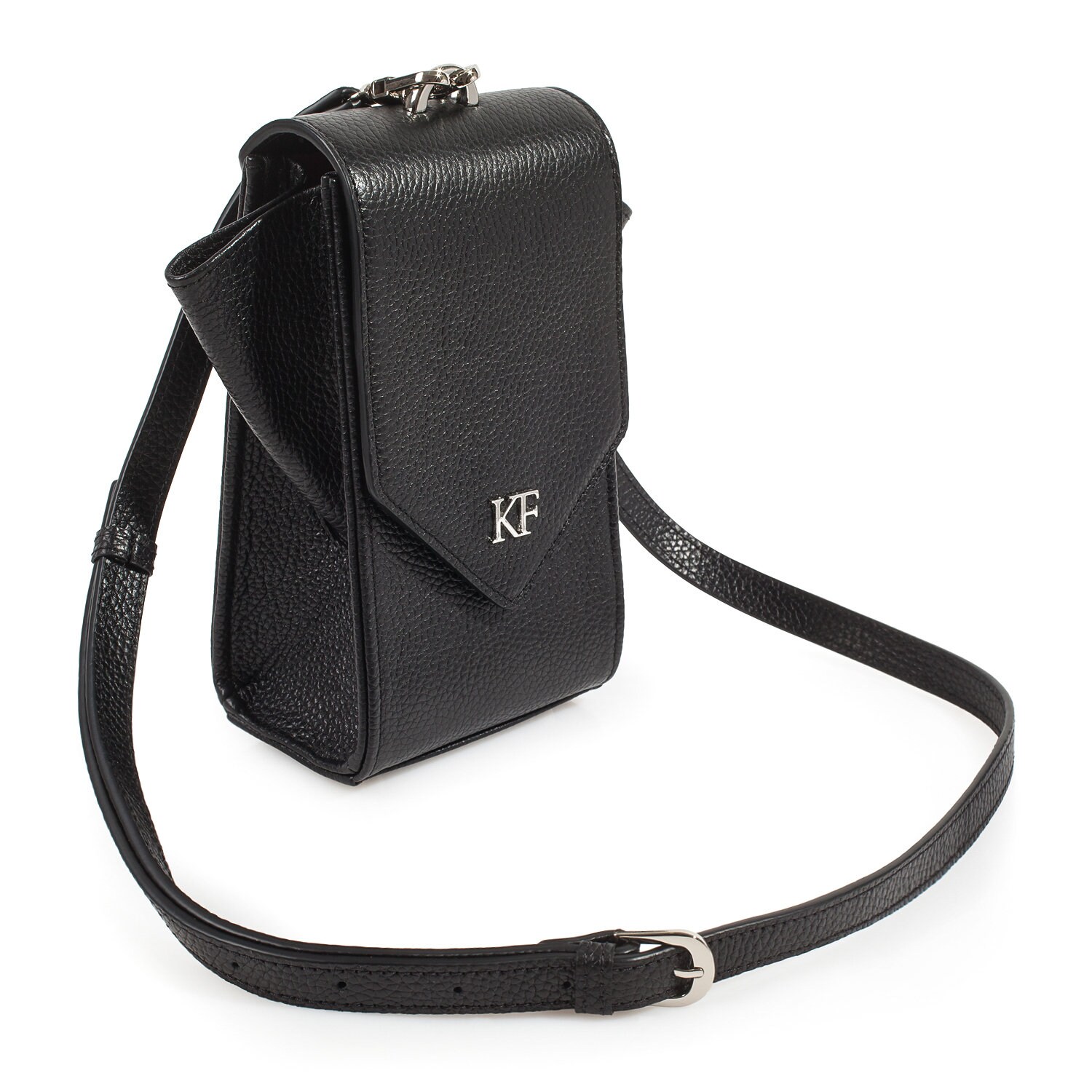 Leather Cross body Bag, Black Leather Shoulder Bag, Women's Leather Crossbody Bag, Leather bag KF-3633 - Image 2
