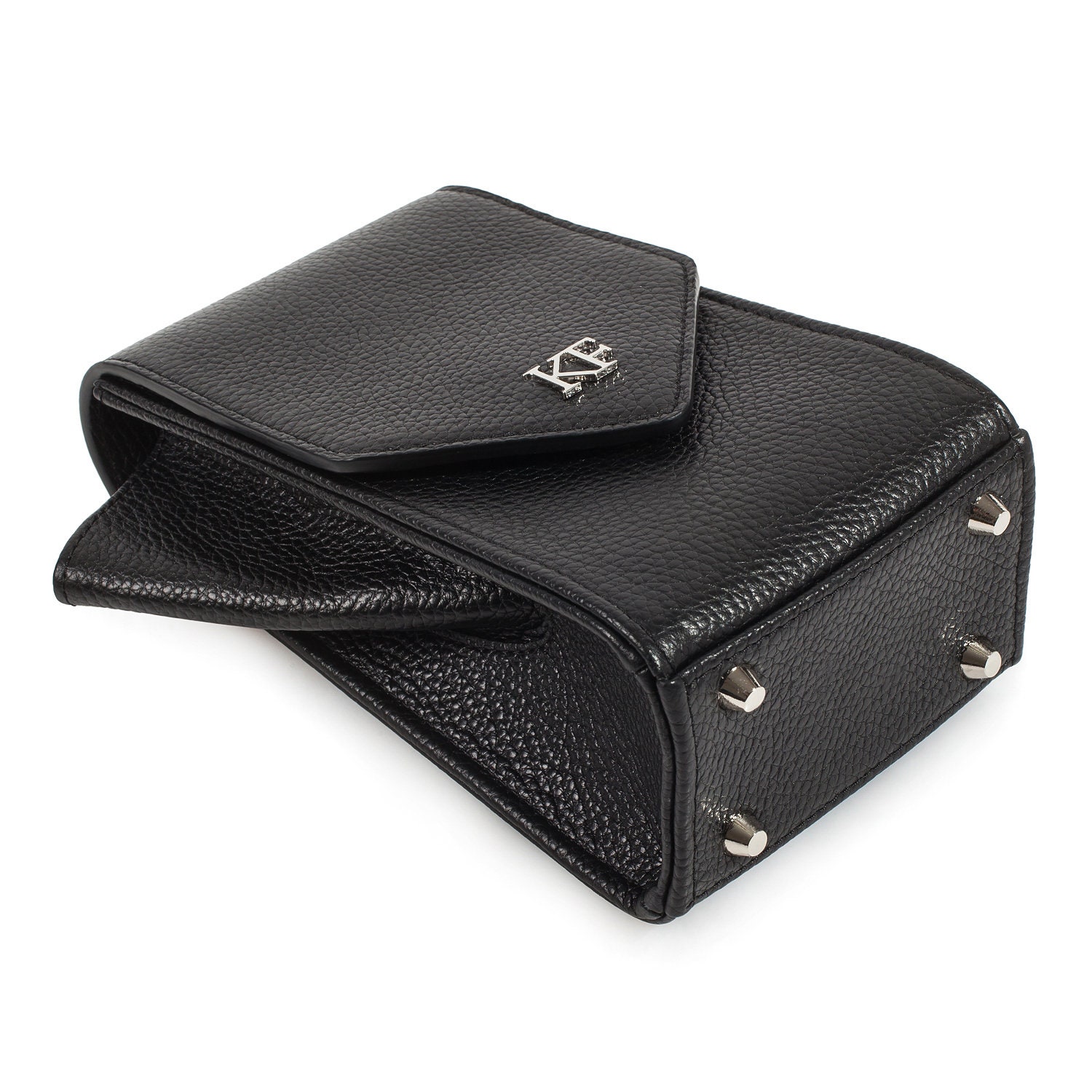 Leather Cross body Bag, Black Leather Shoulder Bag, Women's Leather Crossbody Bag, Leather bag KF-3633 - Image 6