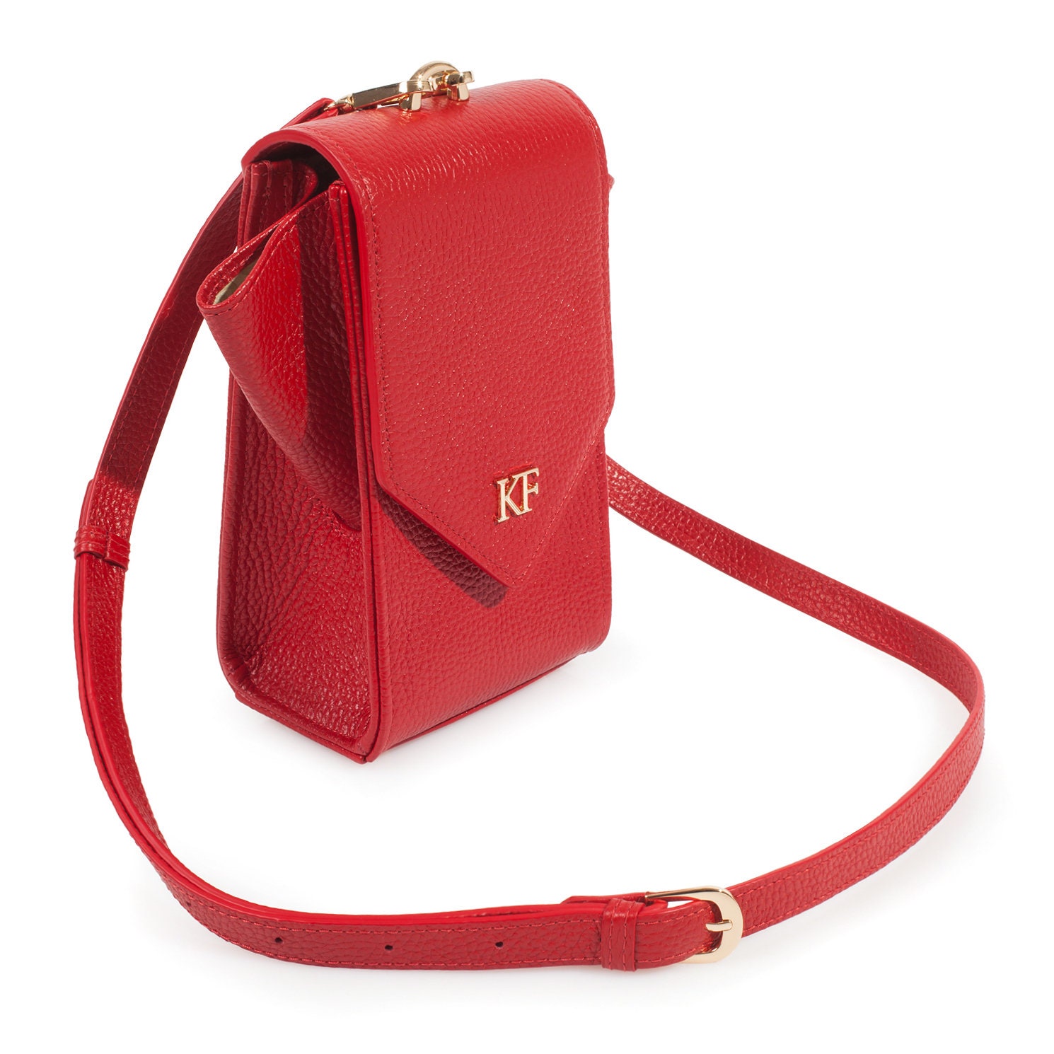 Leather Cross body Bag, Red Leather Shoulder Bag, Women's Leather Crossbody Bag, Leather bag KF-3638 - Image 3