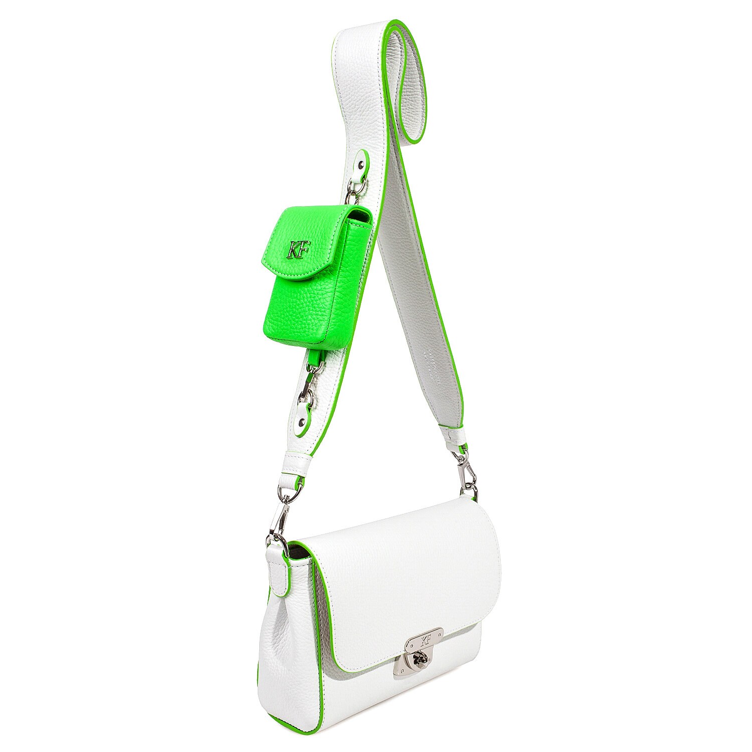 Leather Crossbody Bag, White Leather Shoulder Bag, Women's Leather Cross body Bag, Leather bag KF-3568 - Image 3