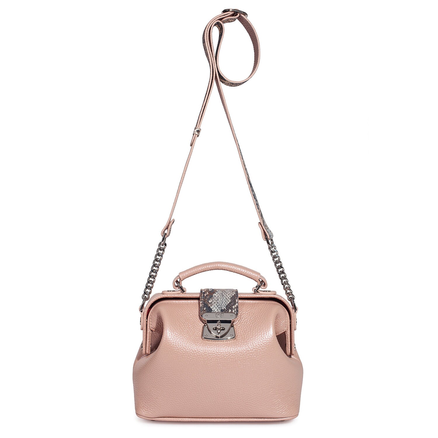 Leather doctor bag for women, Beige pearl Leather Shoulder Bag, Women's Leather doctor bag, Leather bag KF-3602 - Image 4