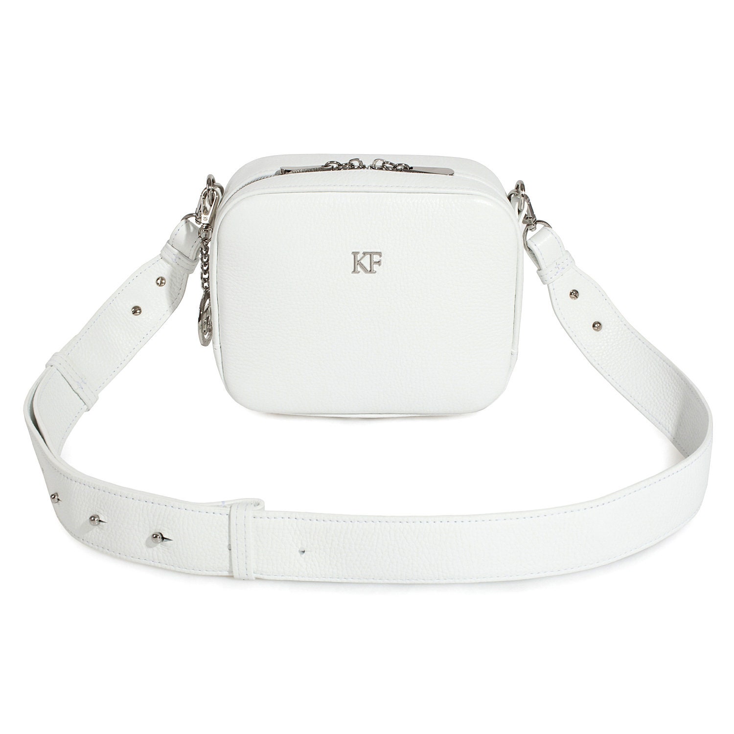 Leather Cross body Bag, White Leather Shoulder Bag, Women's Leather Crossbody Bag, Leather bag KF-3039 - Image 2