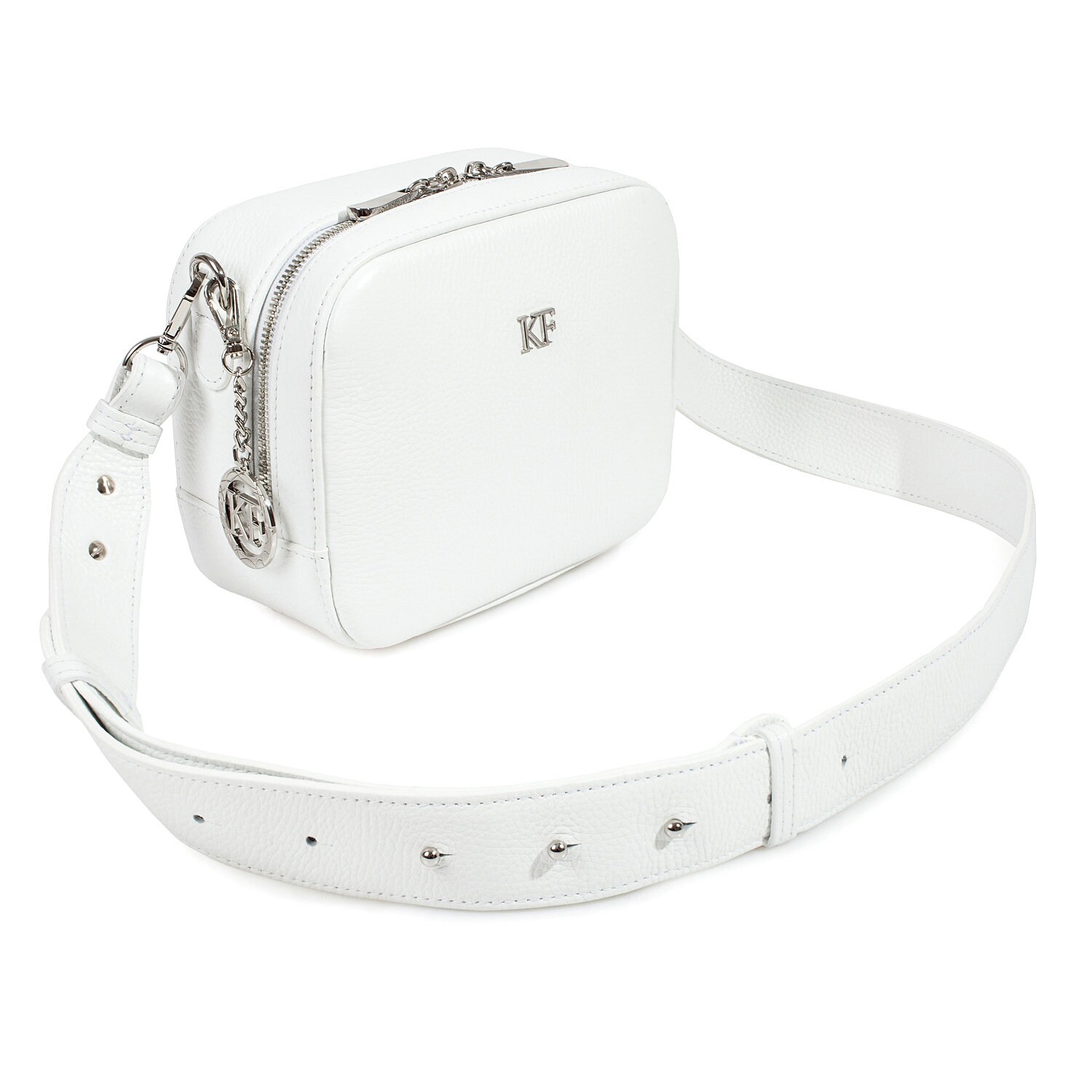 Leather Cross body Bag, White Leather Shoulder Bag, Women's Leather Crossbody Bag, Leather bag KF-3039 - Image 3