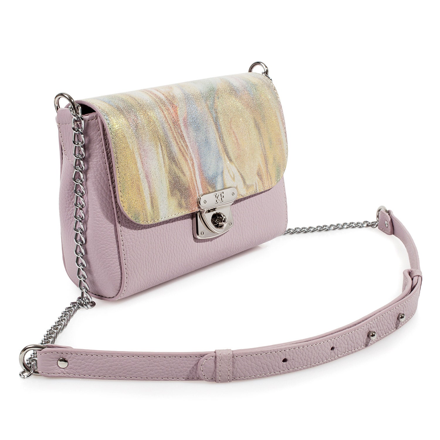 Leather Crossbody Bag, Light purple Leather Shoulder Bag, Women's Leather Cross body Bag, Leather bag KF-910 - Image 2
