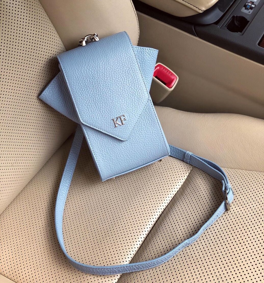Leather Cross body Bag, Blue Leather Shoulder Bag, Women's Leather Crossbody Bag, Leather bag KF-3634
