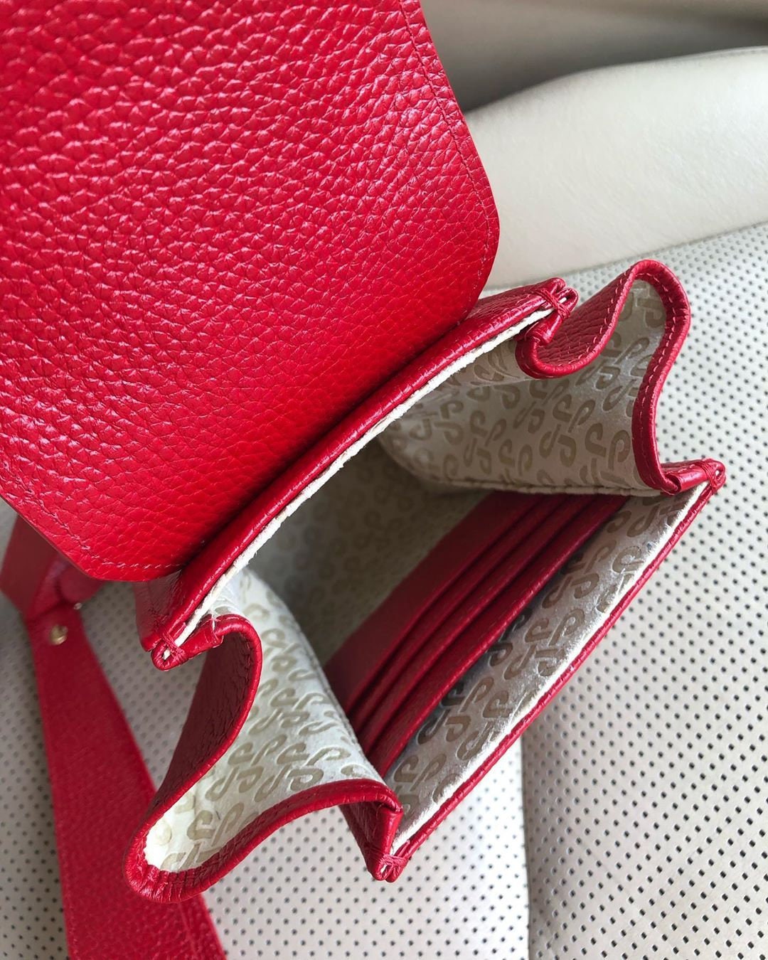 Leather Cross body Bag, Red Leather Shoulder Bag, Women's Leather Crossbody Bag, Leather bag KF-3638 - Image 10