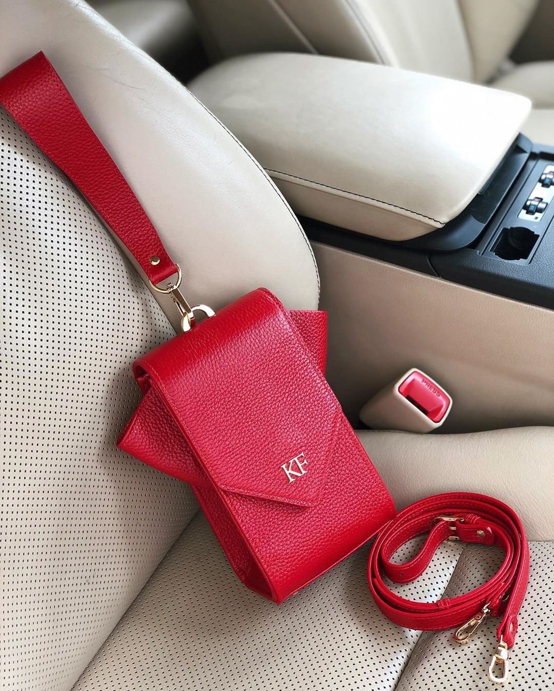 Leather Cross body Bag, Red Leather Shoulder Bag, Women's Leather Crossbody Bag, Leather bag KF-3638 - Image 9