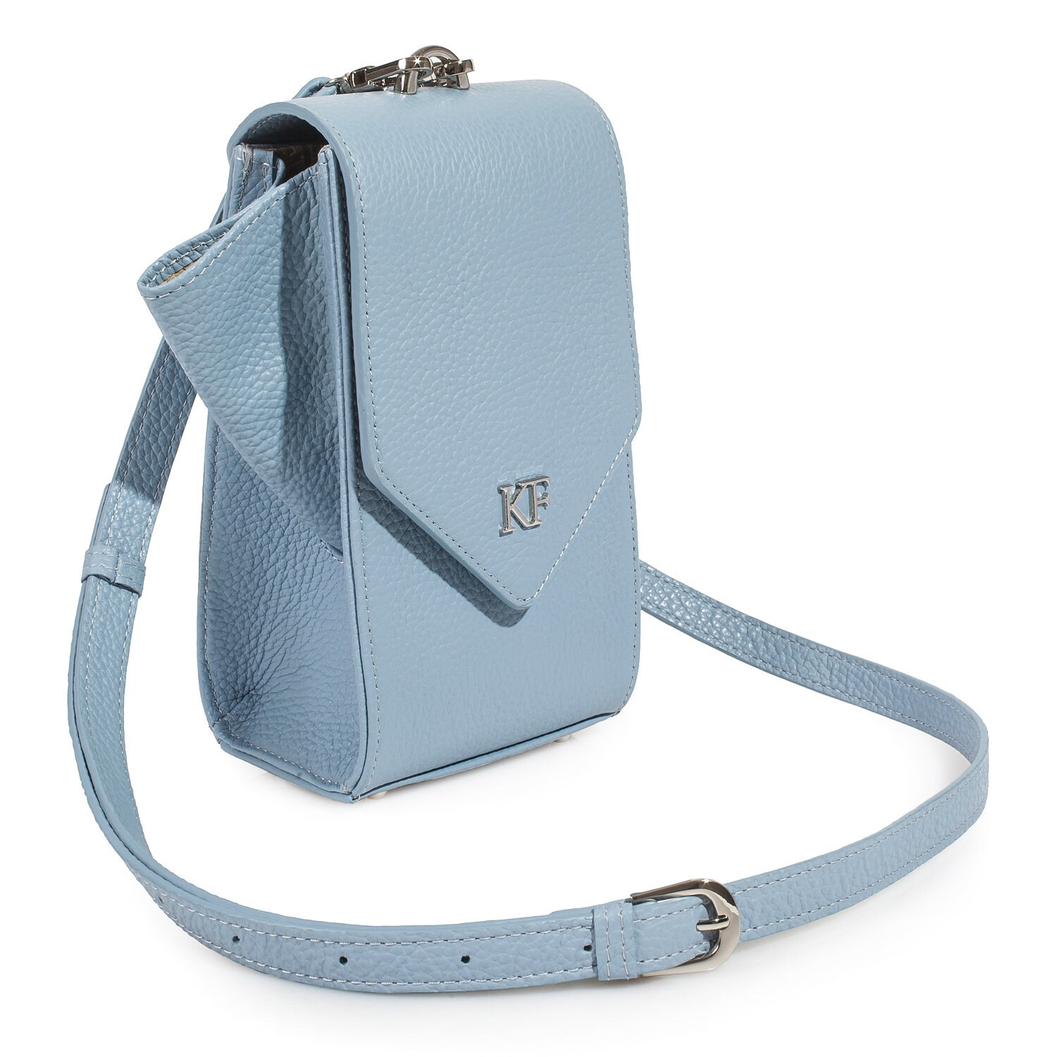 Leather Cross body Bag, Blue Leather Shoulder Bag, Women's Leather Crossbody Bag, Leather bag KF-3634 - Image 3