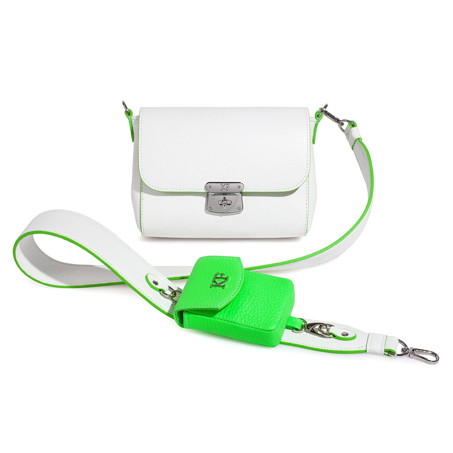 Leather Crossbody Bag, White Leather Shoulder Bag, Women's Leather Cross body Bag, Leather bag KF-3568 - Image 2