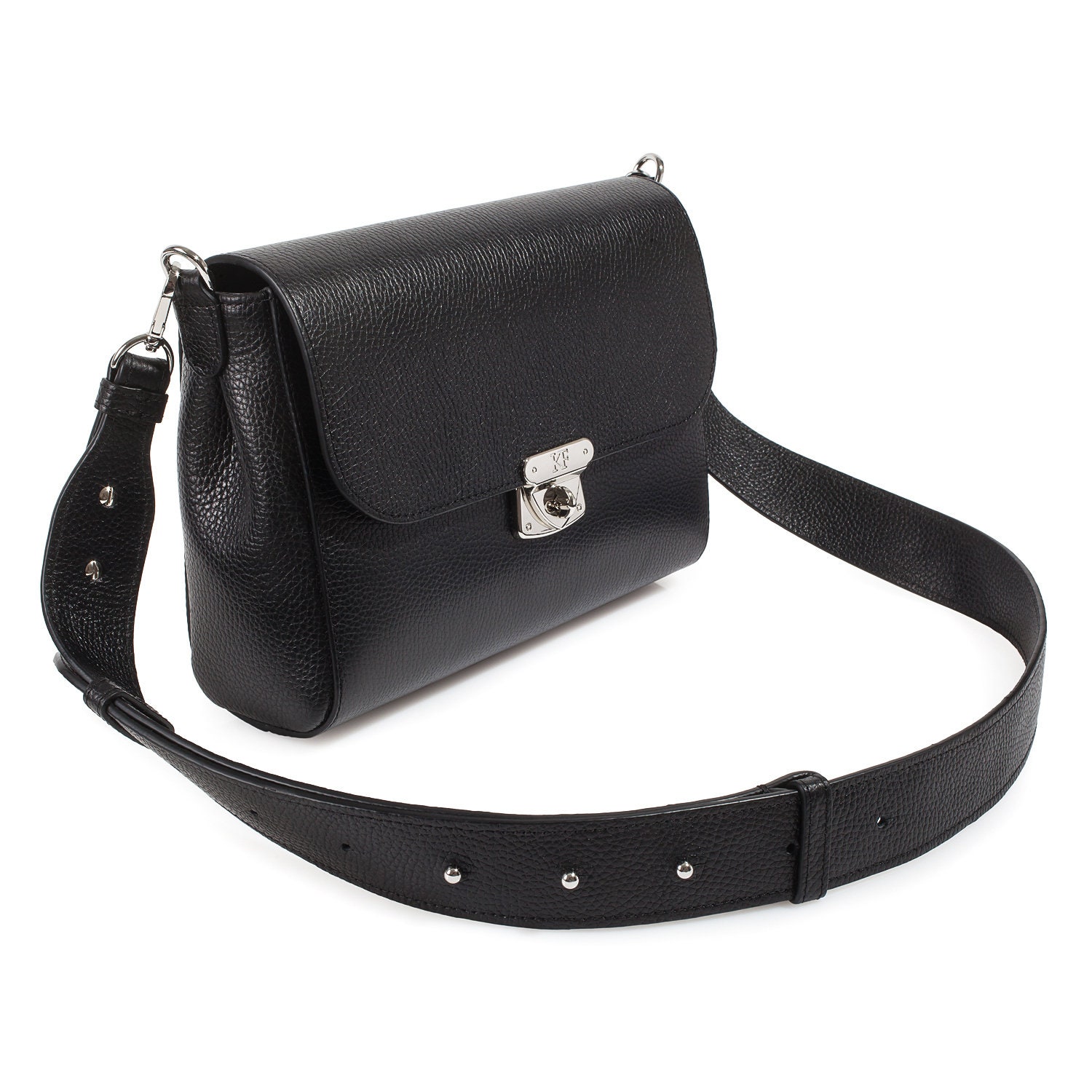 Leather Cross body Bag, Black Leather Shoulder Bag, Women's Leather Crossbody Bag, Leather bag KF-3564