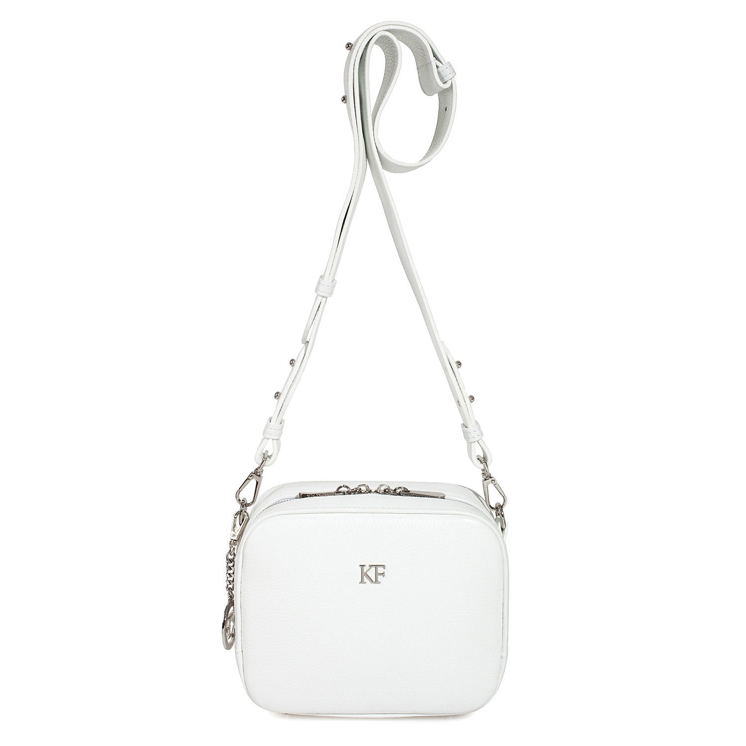 Leather Cross body Bag, White Leather Shoulder Bag, Women's Leather Crossbody Bag, Leather bag KF-3039 - Image 4