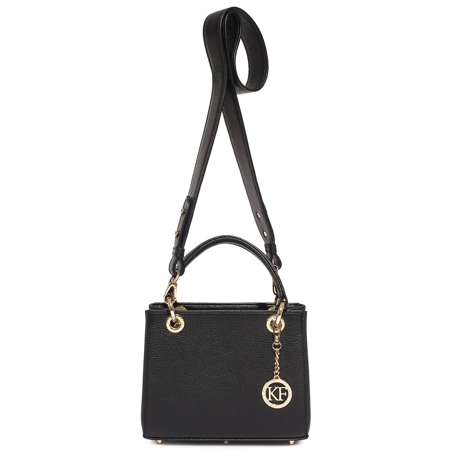 Leather Top Handle Bag, Black Leather Handbag Top Handle, Women's Leather Bag KF-3742 - Image 4