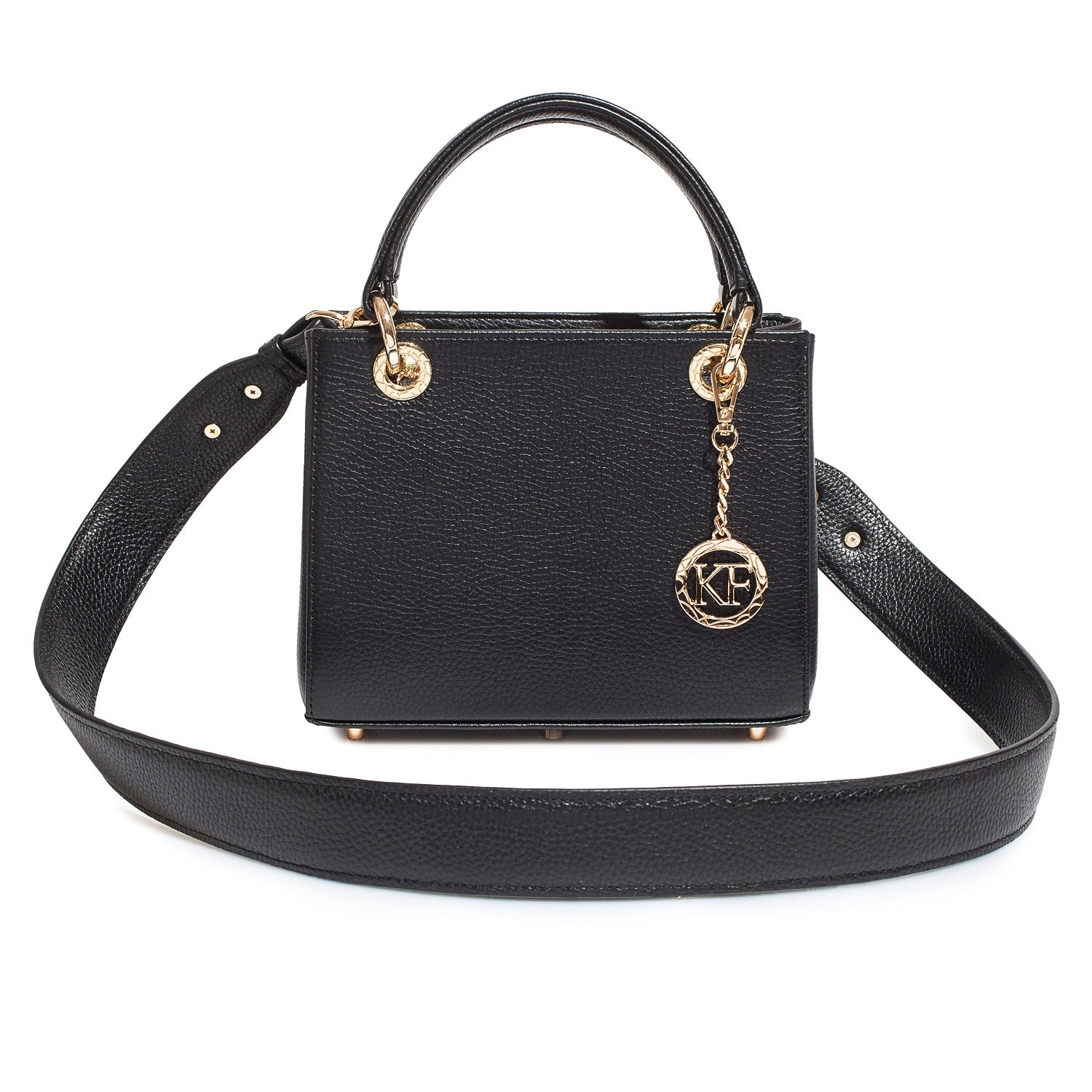 Leather Top Handle Bag, Black Leather Handbag Top Handle, Women's Leather Bag KF-3742 - Image 2
