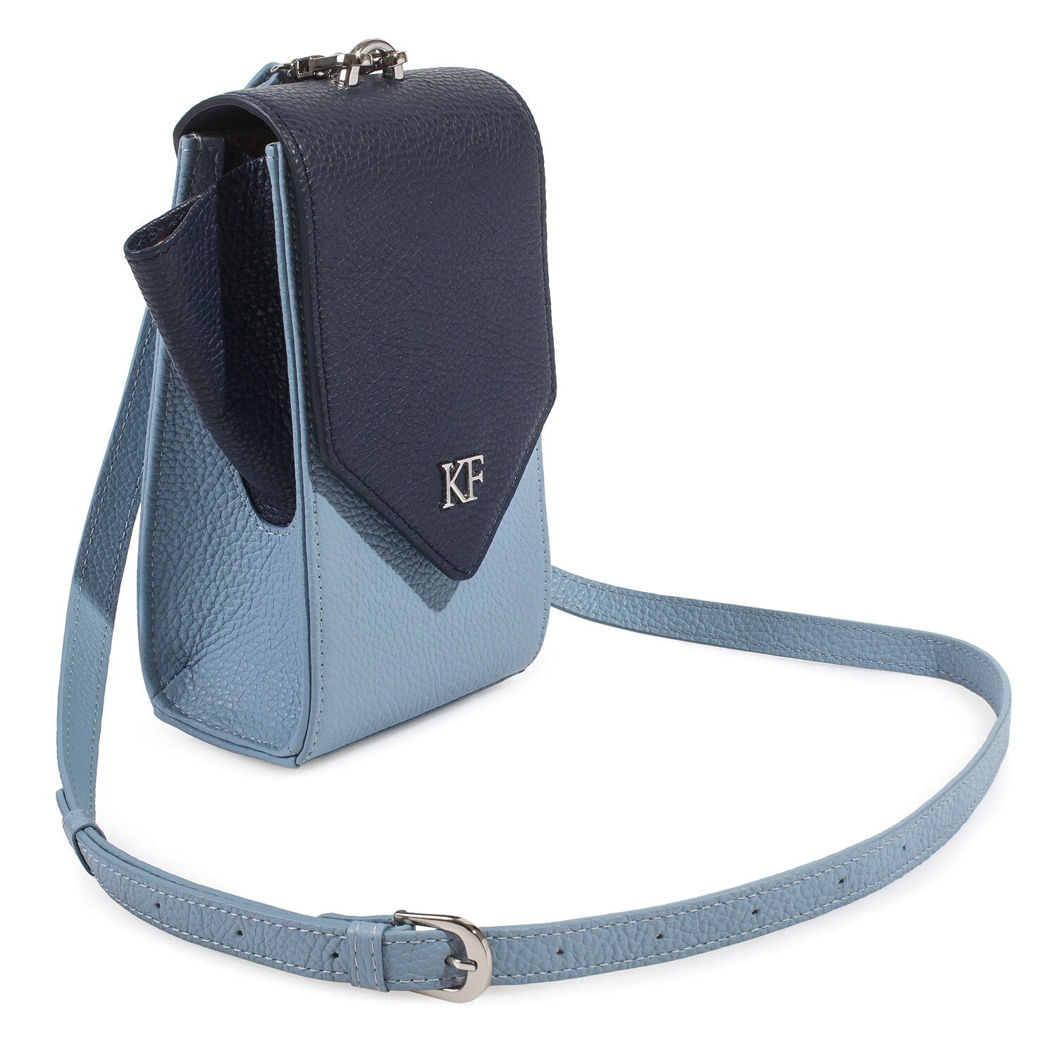 Leather Cross body Bag, Blue Leather Shoulder Bag, Women's Leather Crossbody Bag, Leather bag KF-3667 - Image 3