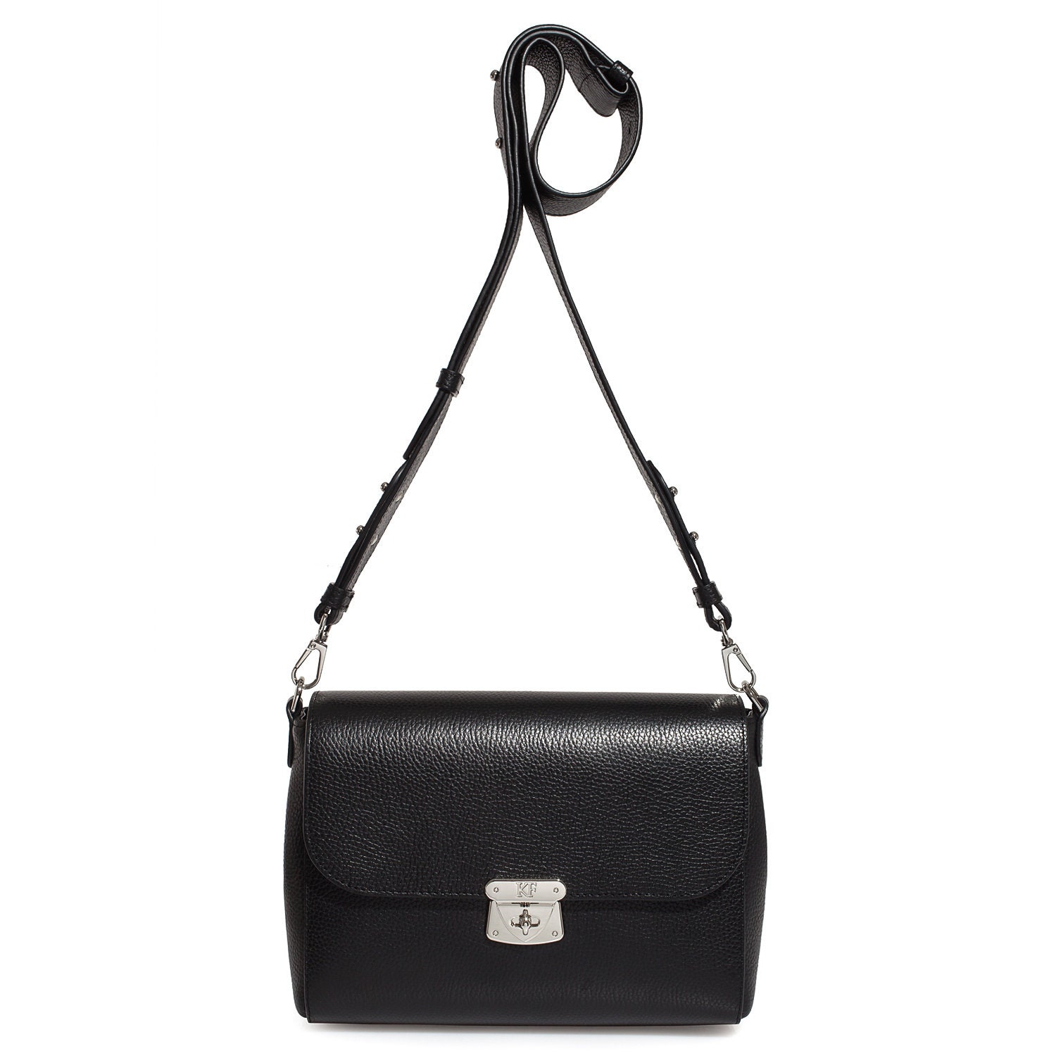 Leather Cross body Bag, Black Leather Shoulder Bag, Women's Leather Crossbody Bag, Leather bag KF-3564 - Image 2