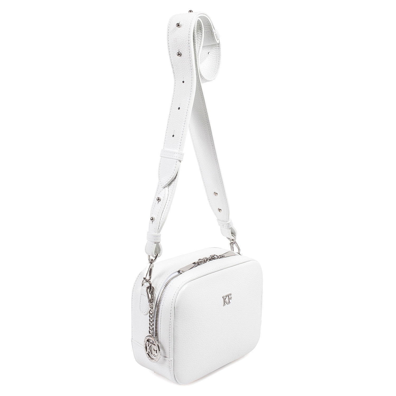 Leather Cross body Bag, White Leather Shoulder Bag, Women's Leather Crossbody Bag, Leather bag KF-3039