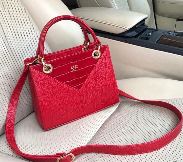 Leather Top Handle Bag, Red Leather Handbag Top Handle, Women's Leather Bag KF-3770