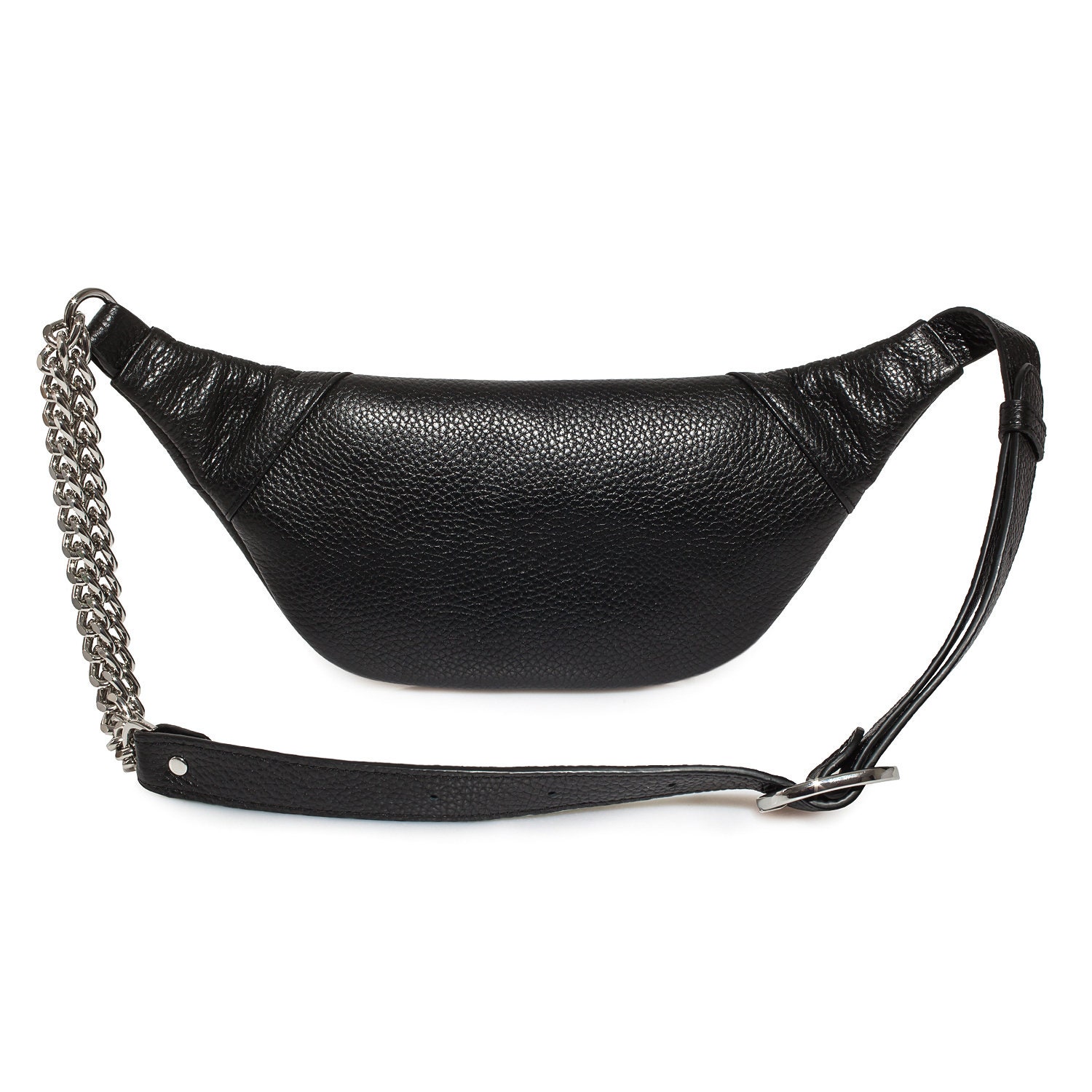 Leather women's Banana bag, Black Leather Banana bag, Women's Bananka bag, Leather belt Bananka bag KF-3758 - Image 4