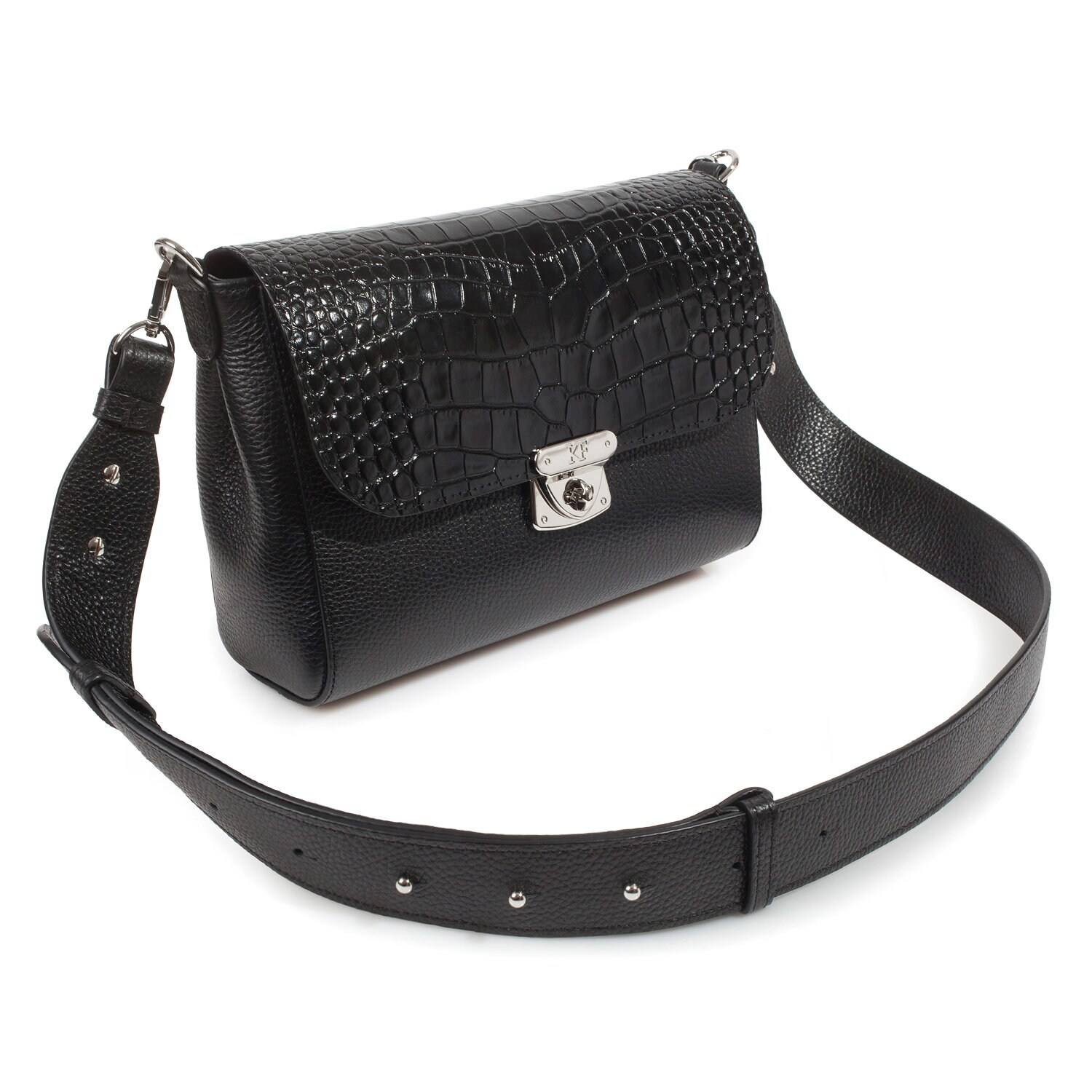 Leather Cross body Bag, Black Leather Shoulder Bag, Women's Leather Crossbody Bag, Leather bag KF-3801 - Image 2