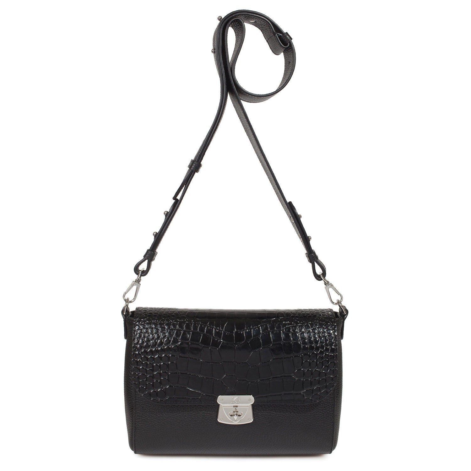Leather Cross body Bag, Black Leather Shoulder Bag, Women's Leather Crossbody Bag, Leather bag KF-3801 - Image 3