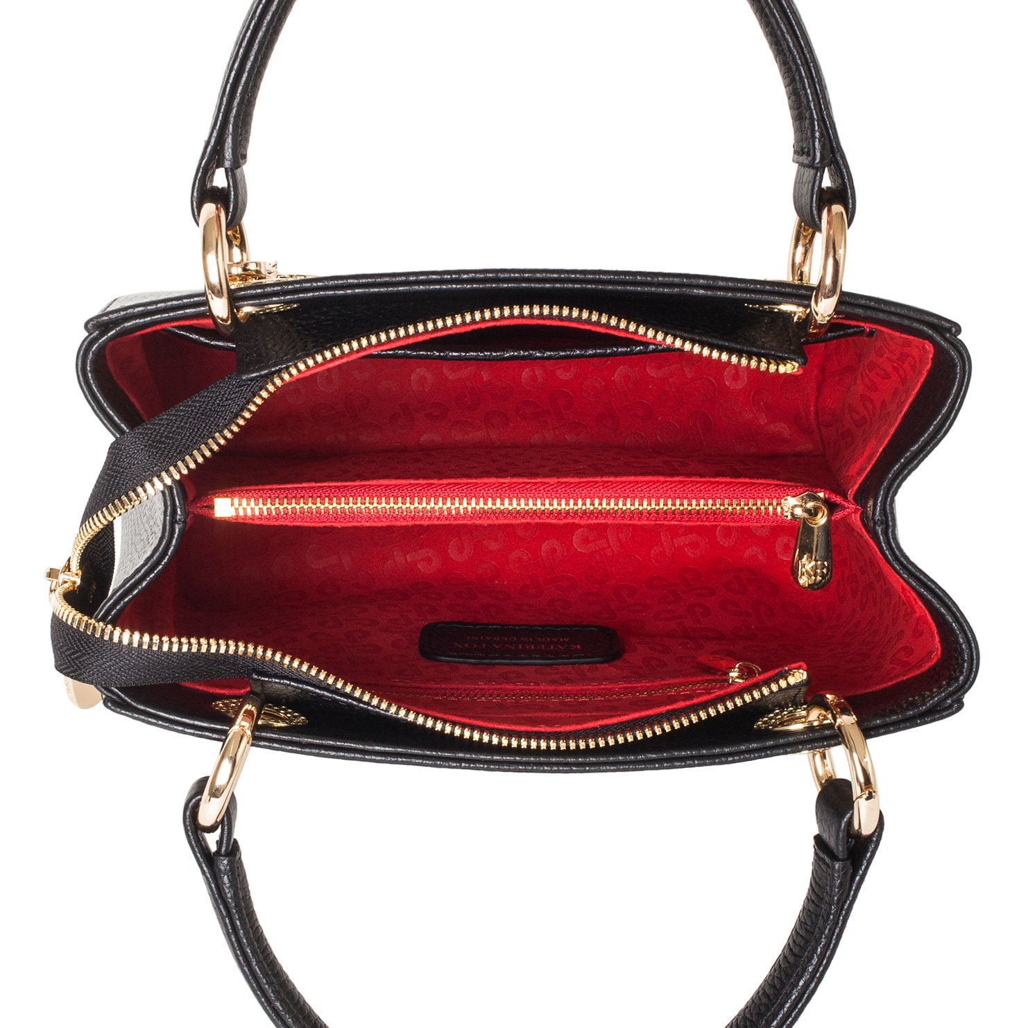 Leather Top Handle Bag, Black Leather Handbag Top Handle, Women's Leather Bag KF-3742 - Image 6
