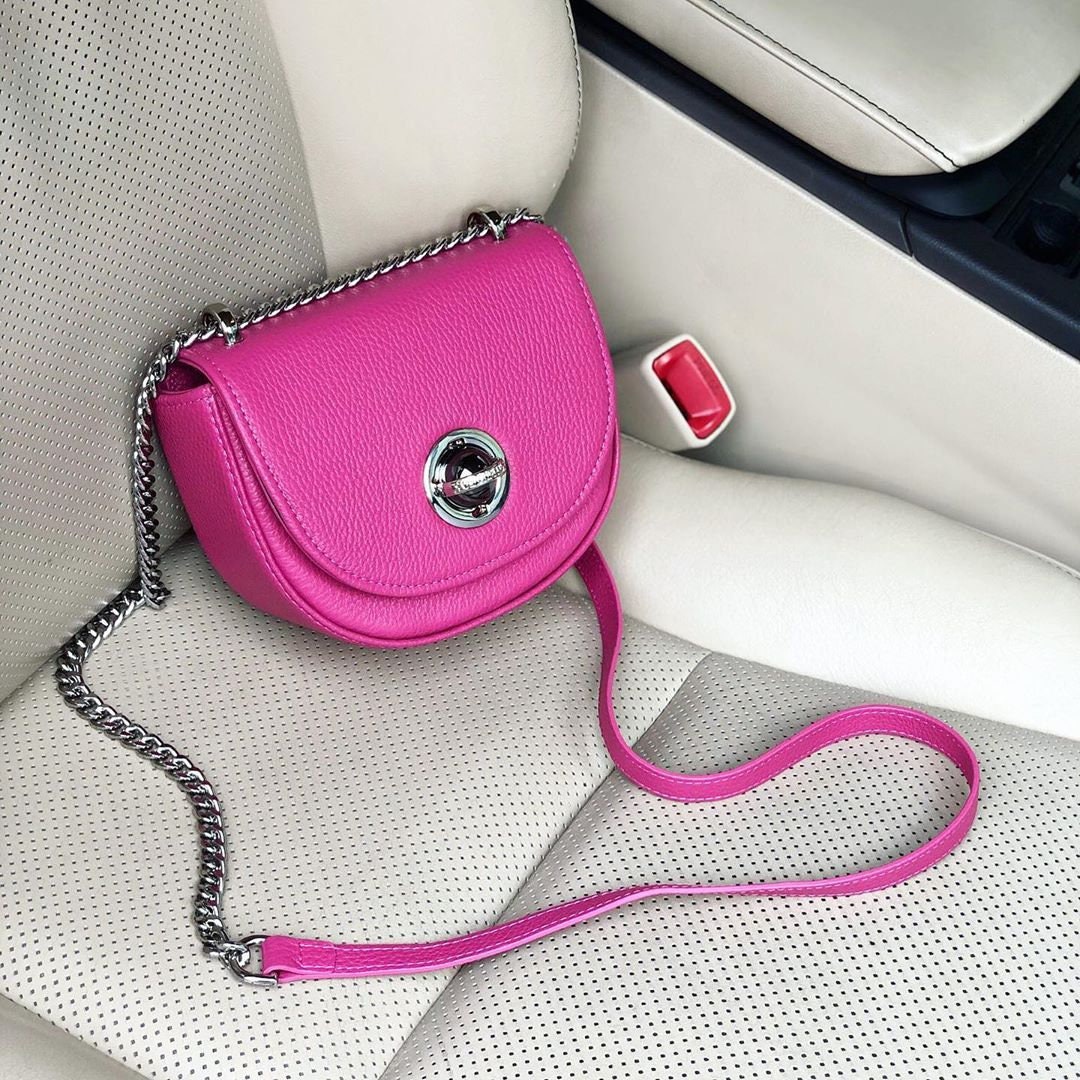Leather Cross body Bag, Fuchsia Leather Shoulder Bag, Women's Leather Crossbody Bag, Leather bag KF-3677 - Image 6