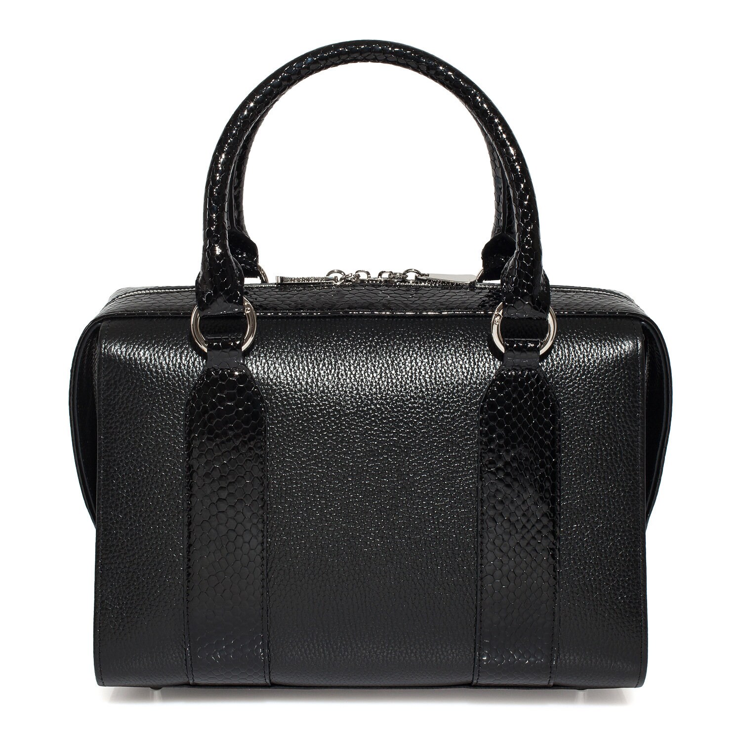Leather Top Handle Bag, Black Leather Handbag Top Handle, Women's Leather Bag KF-3862 - Image 4